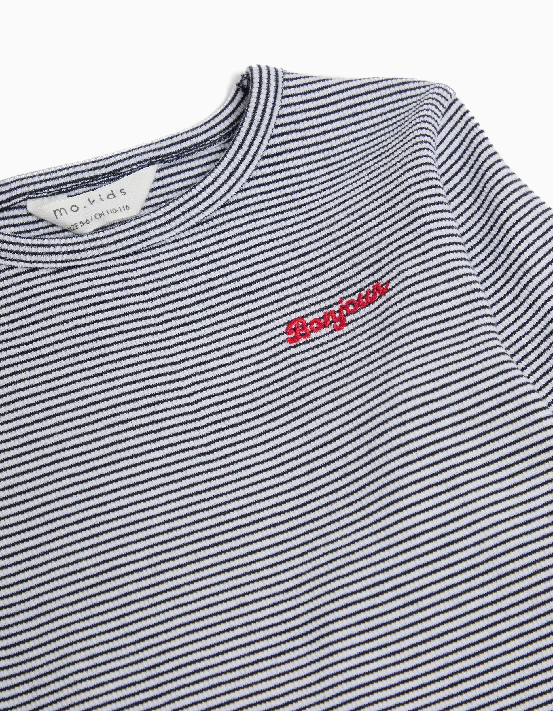 Comprar Online T-shirt de Manga Comprida Riscas, Menina, Azul Escuro