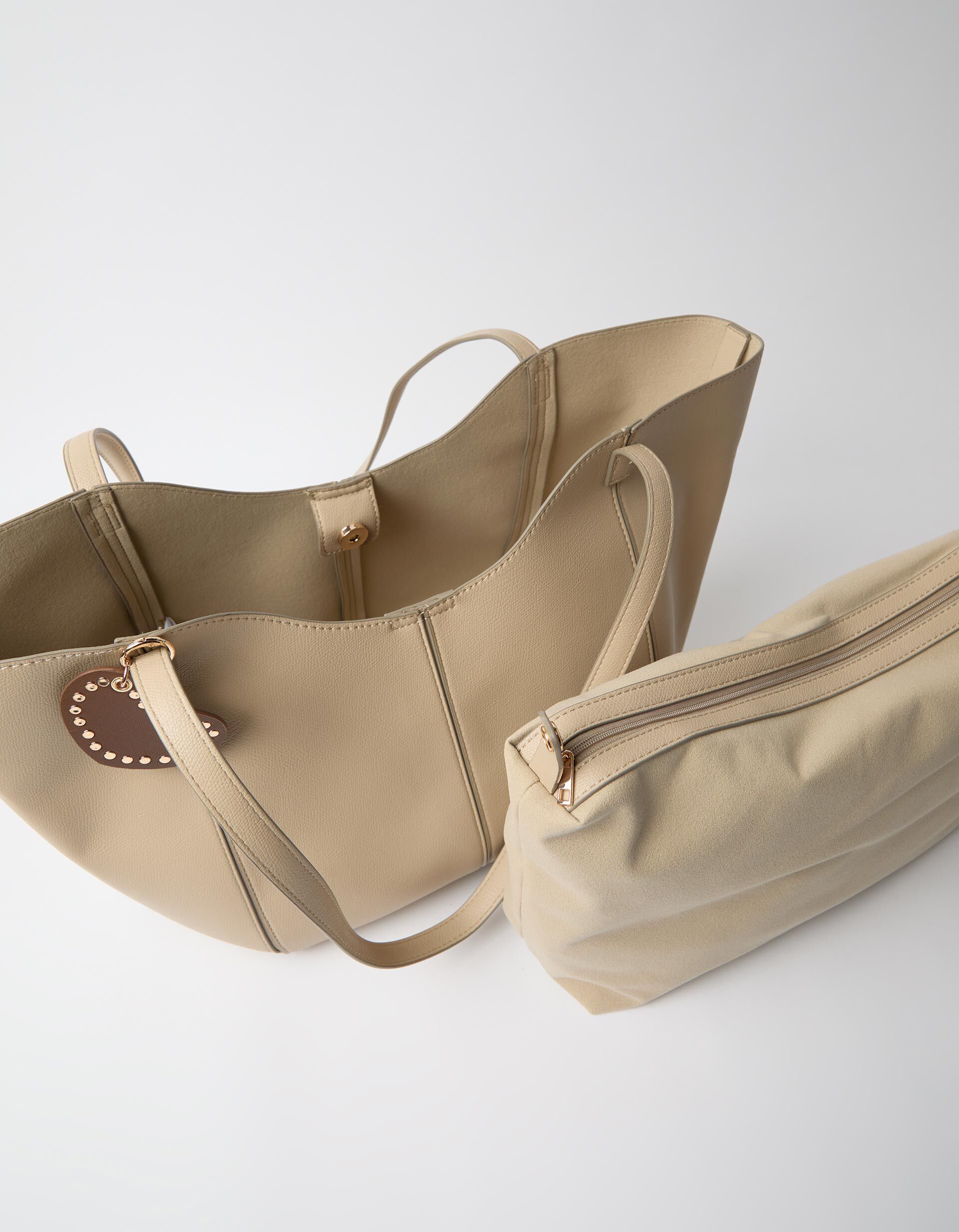 Mala Shopper Com Pendente, Mulher, Bege