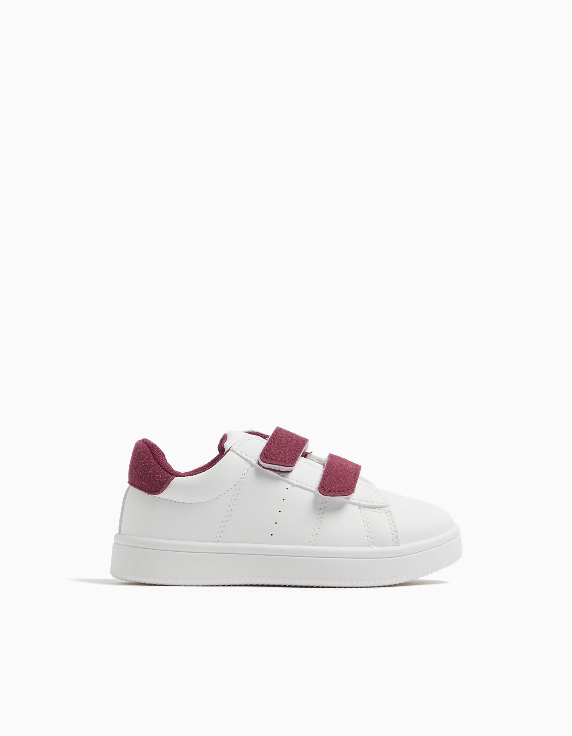 Sapatilhas Contraste Velcros, Beb&eacute;, Vermelho Escuro