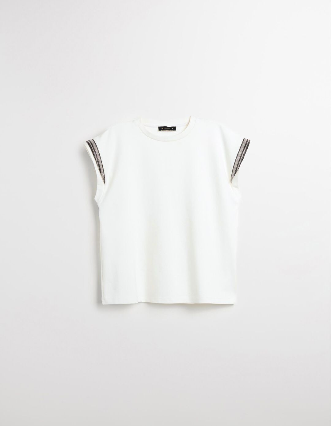T-shirt com Brilhantes, Mulher, Bege Claro 