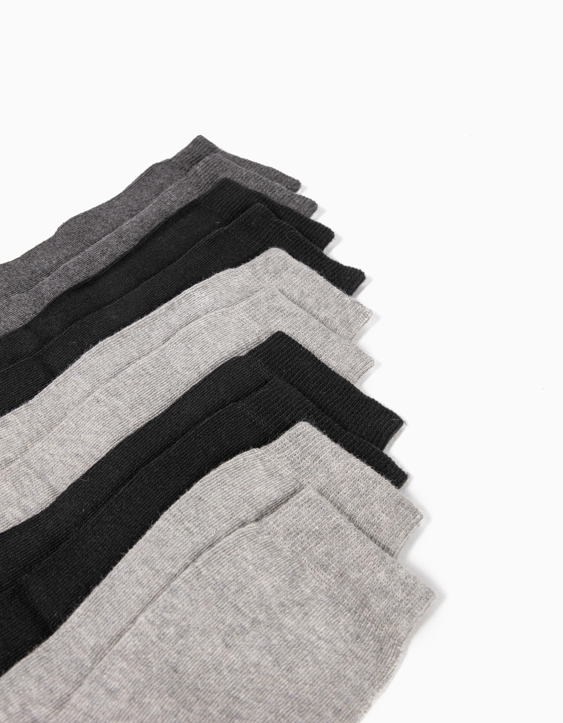 Comprar Online 5 Meias Lisas, Mulher, Cinza/ Preto