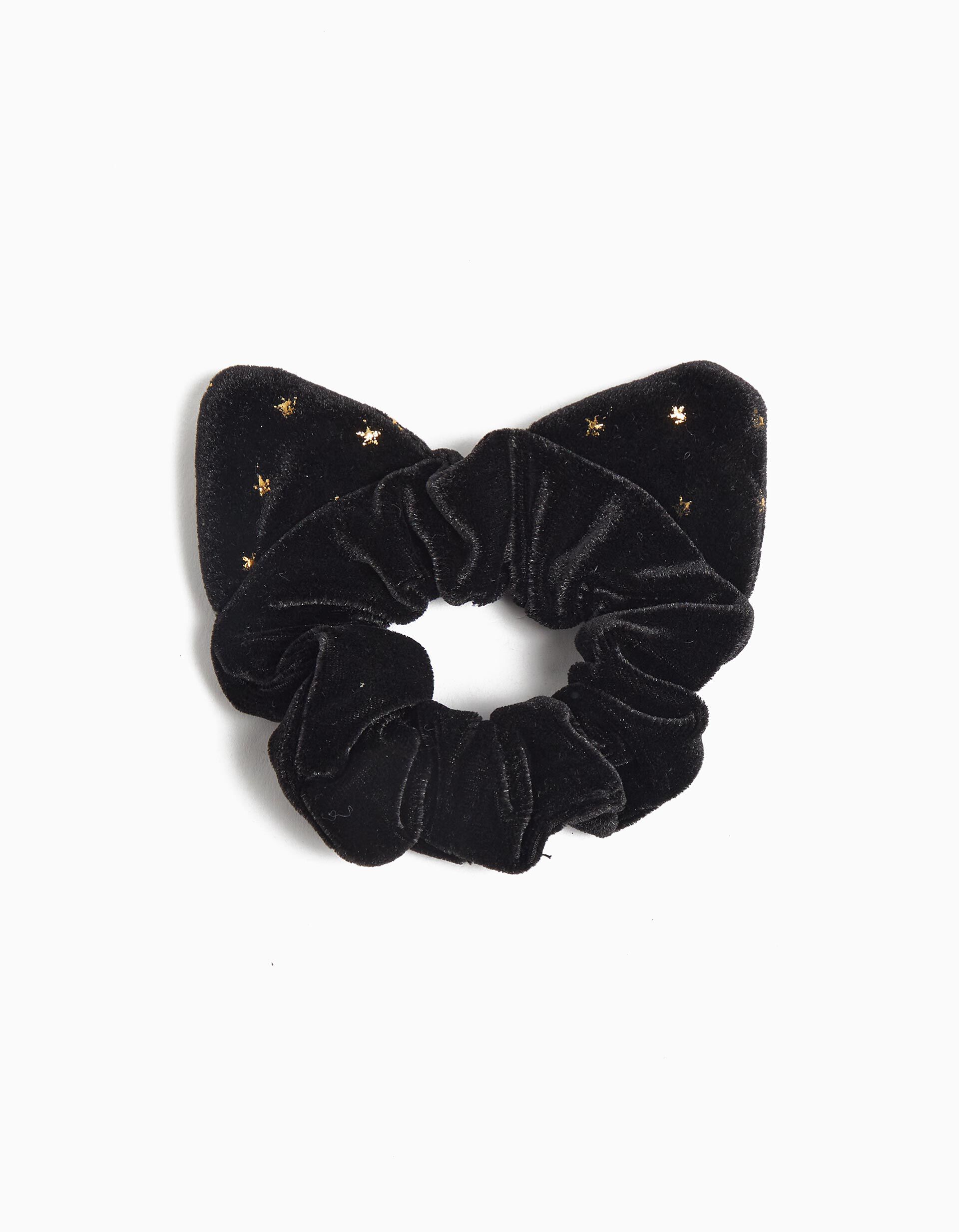 Elástico de Cabelo Scrunchie com Laço, Menina, Preto