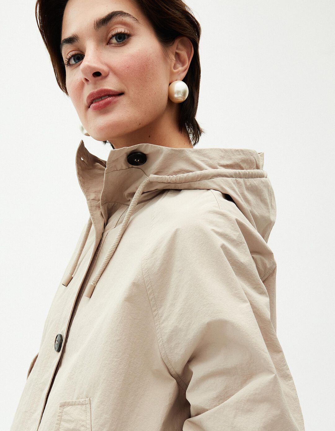 Parka com Botões, Mulher, Bege 