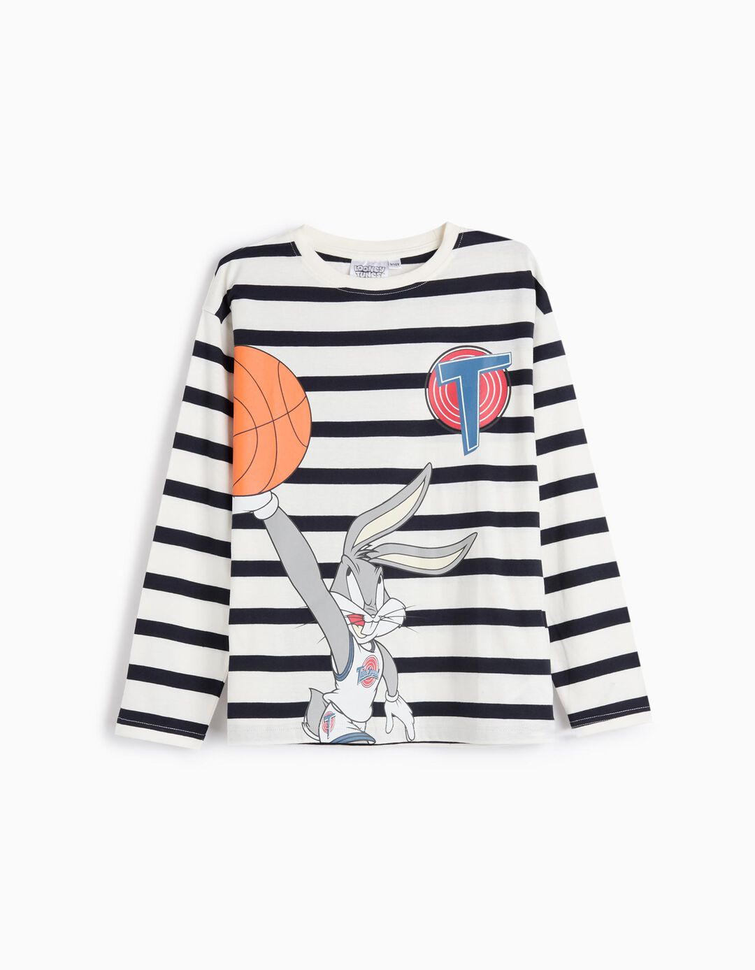 T-shirt Riscas de Manga Comprida 'Bugs Bunny', Menino, Branco