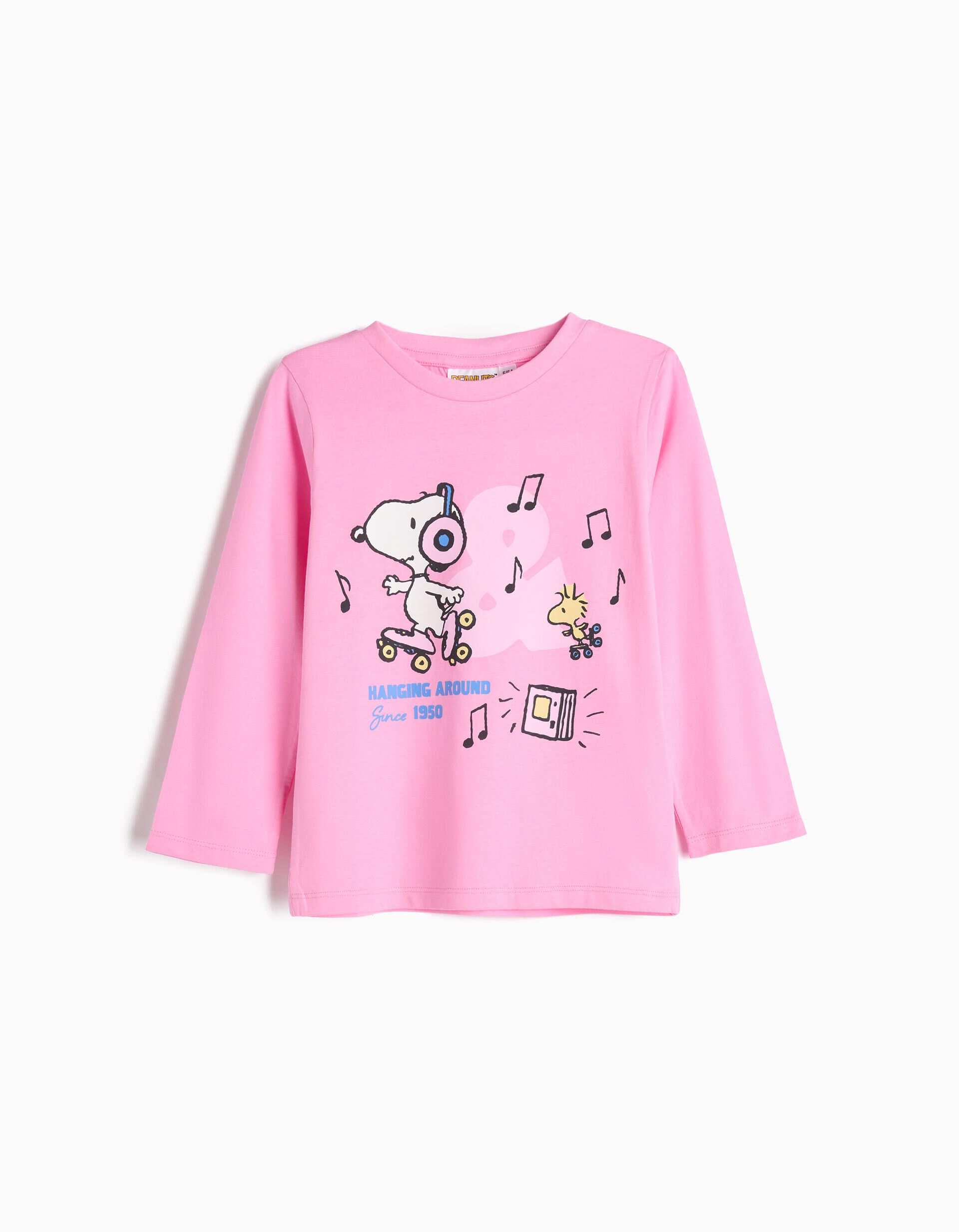 T-shirt de Manga Comprida 'Snoopy', Menina, Rosa