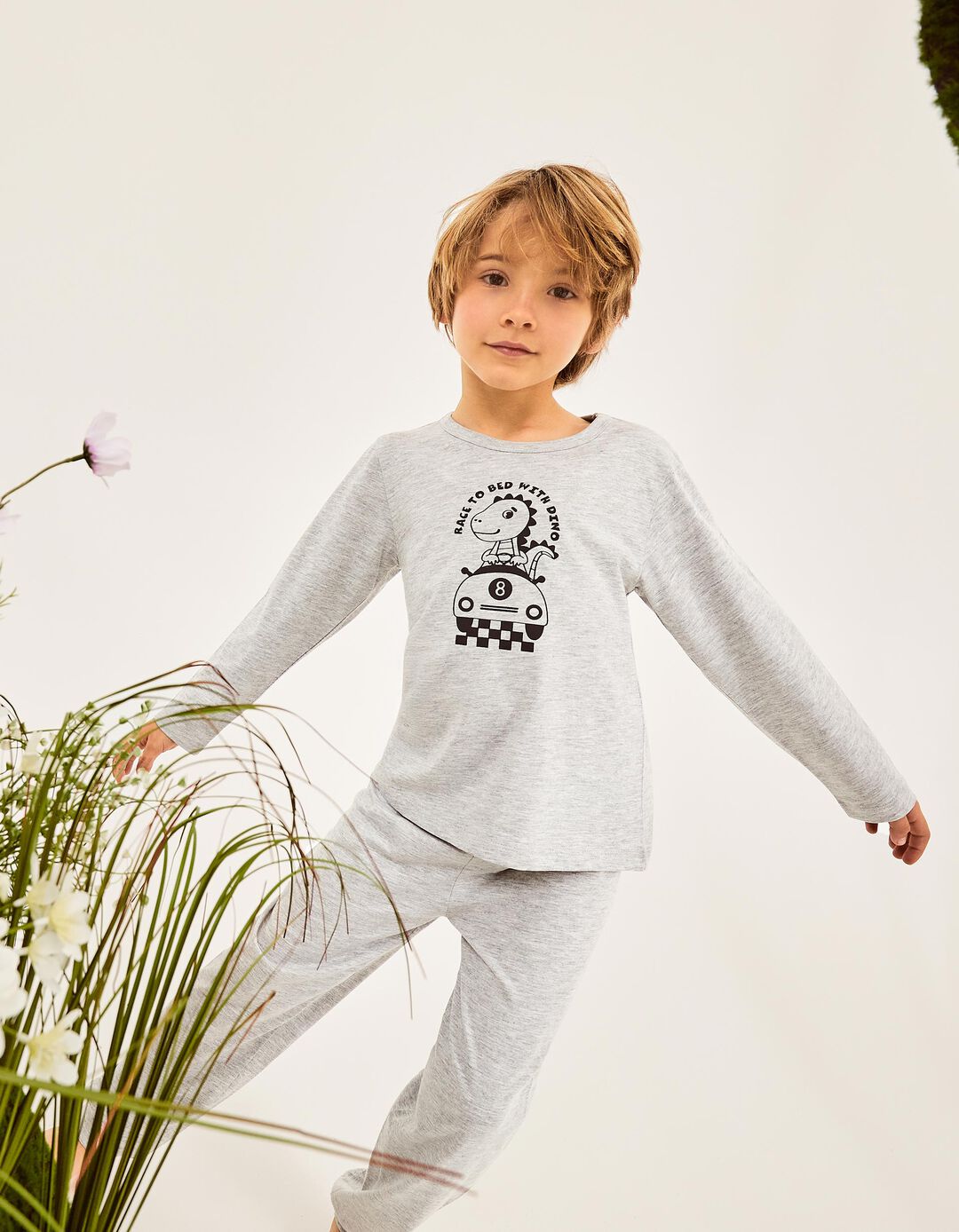 Pijama Jersey, Menino, Cinzento Claro