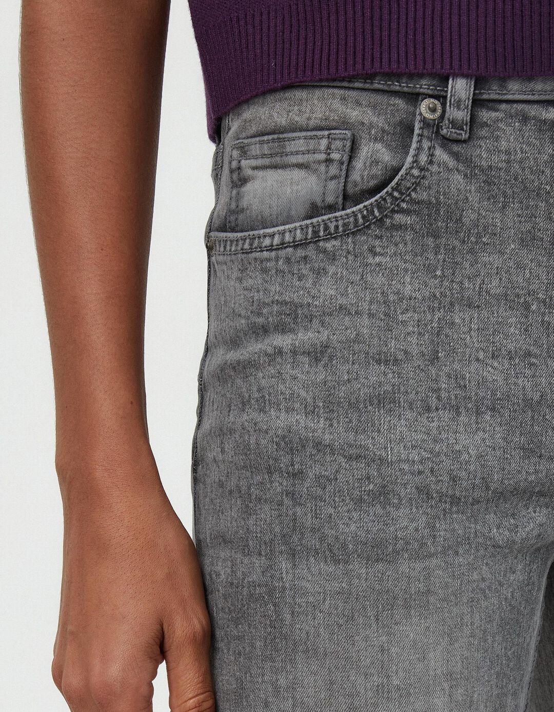 Calças de Ganga Bootcut, Mulher, Cinzento Claro