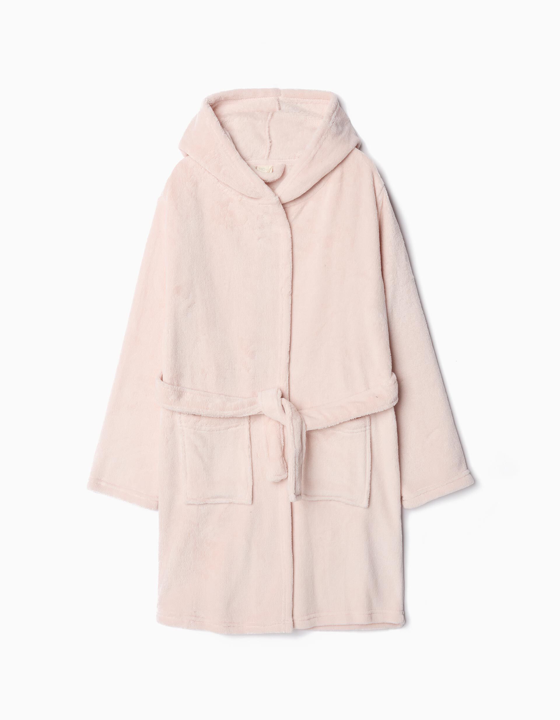 Robe de Felpa Capuz, Menina, Rosa