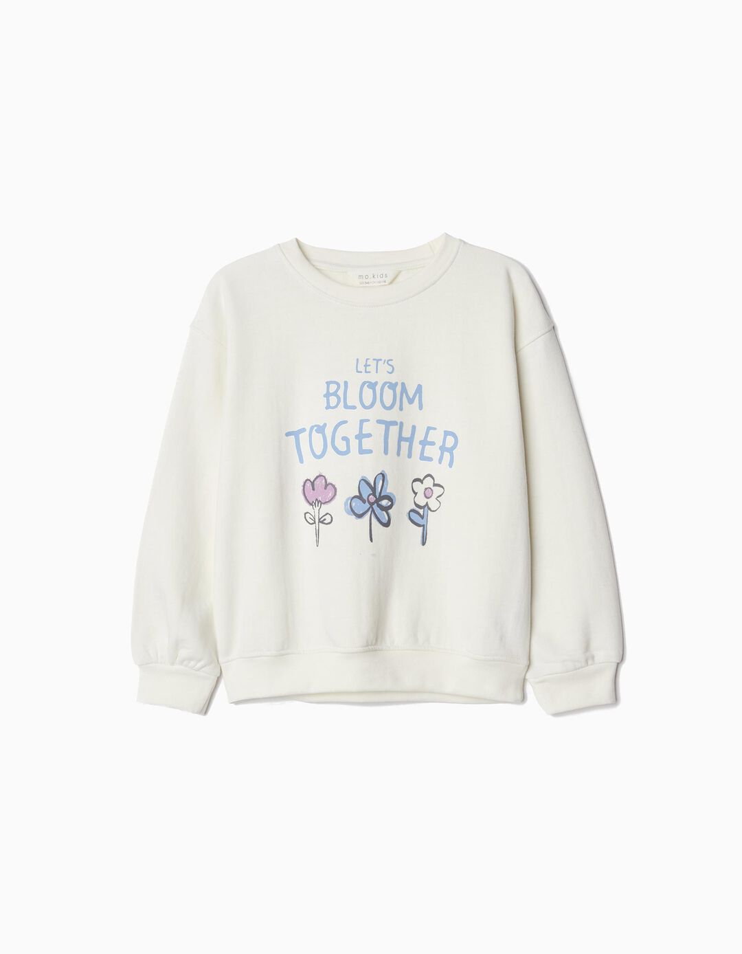 Sweatshirt de Felpa Flores, Menina, Branco