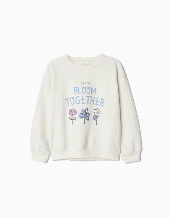 Comprar Online Sweatshirt de Felpa Flores, Menina, Branco