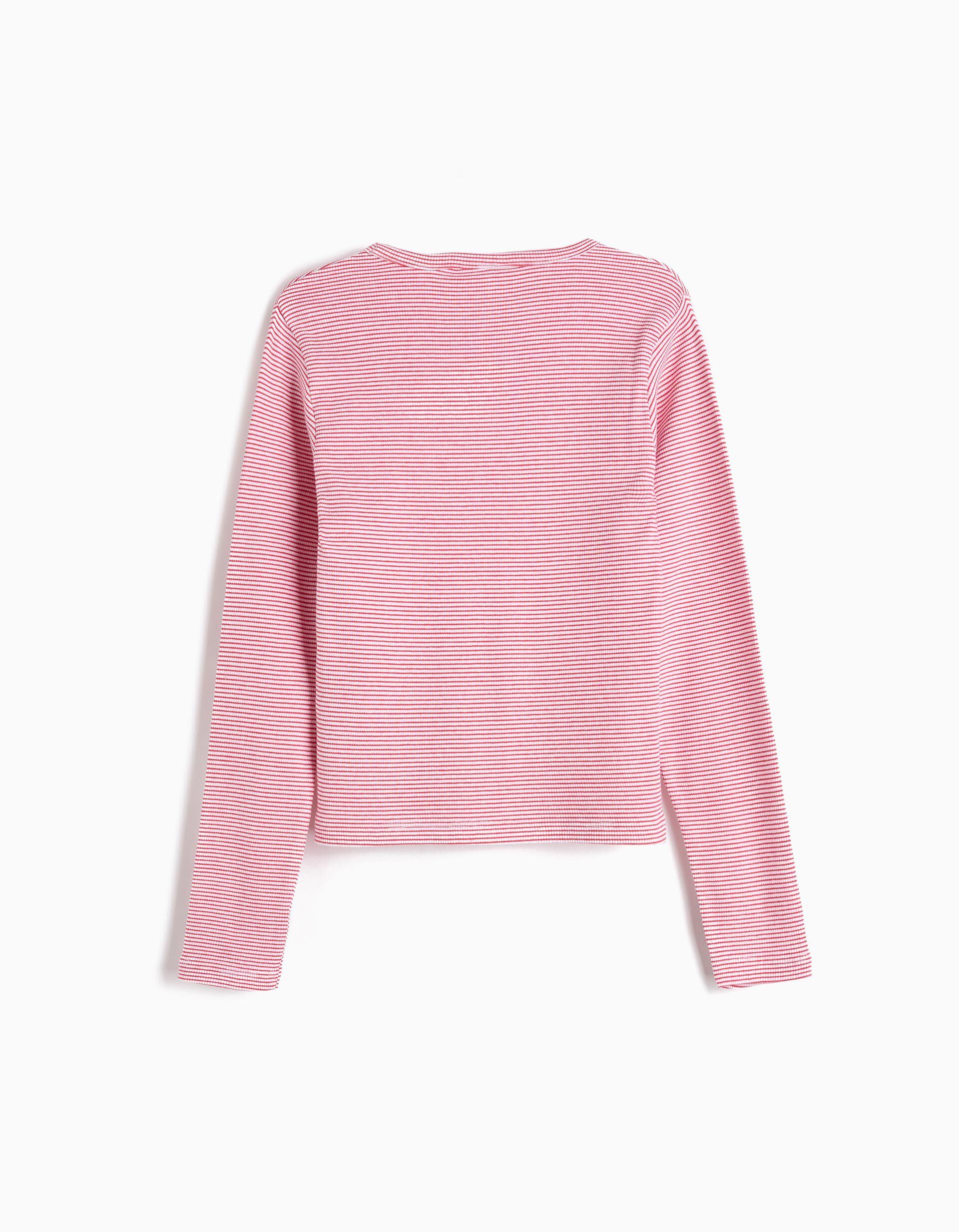 Comprar Online T-shirt de Manga Comprida Riscas, Menina, Vermelho