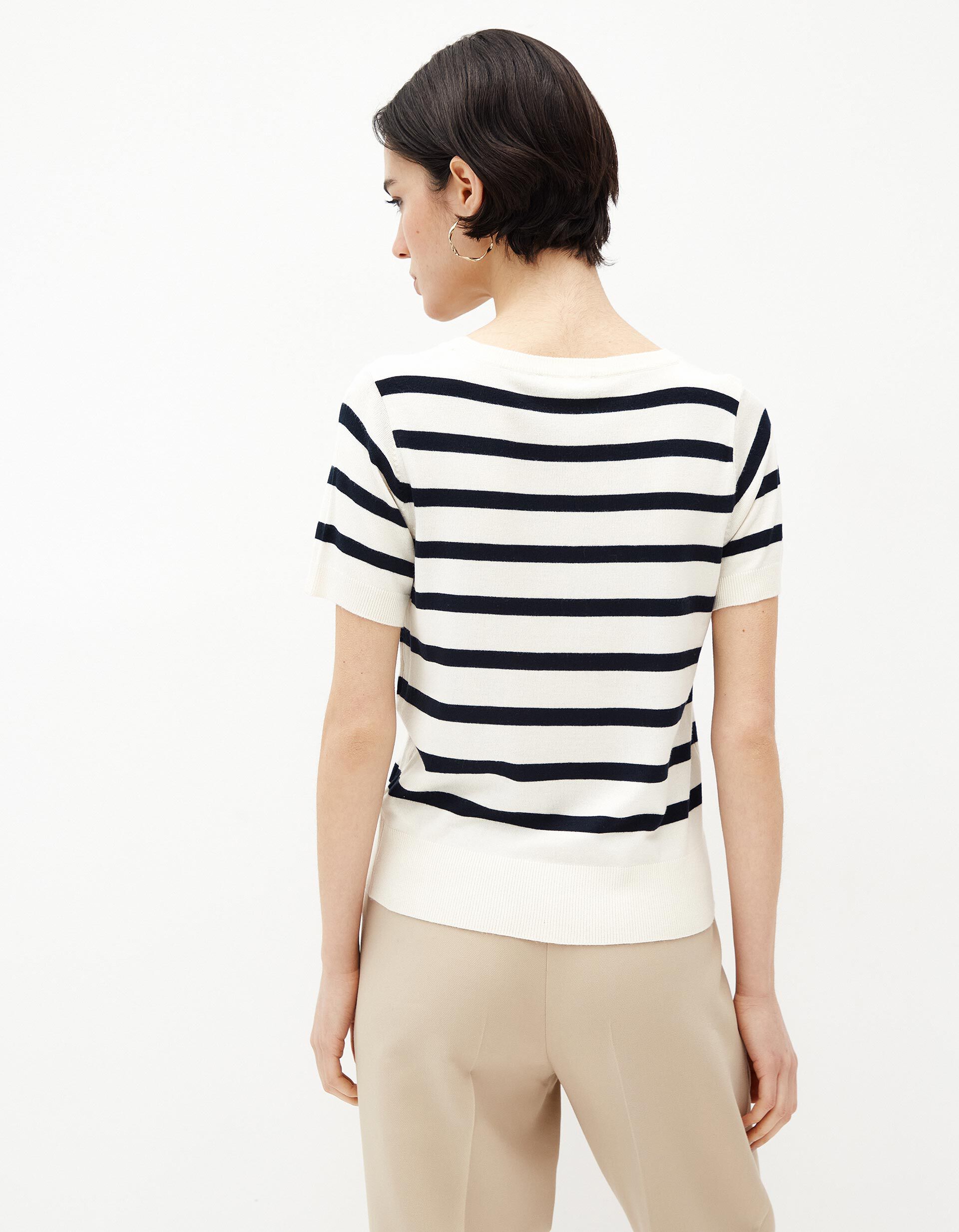 Comprar Online Camisola de Manga Curta Malha, Mulher, Bege Claro