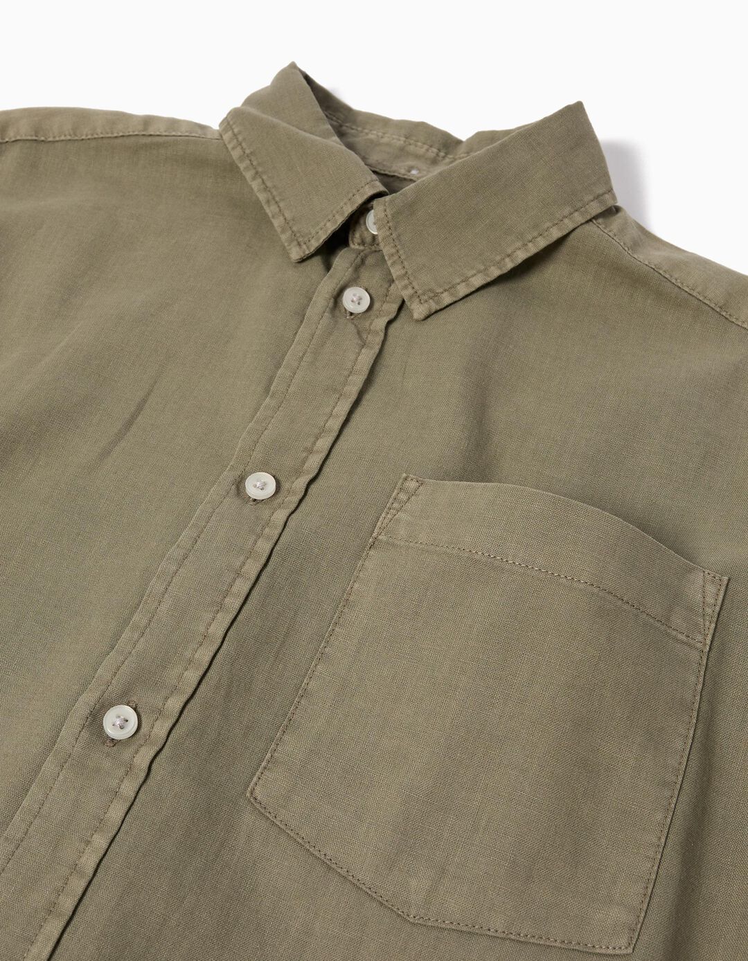 Camisa de Linho, Menino, Verde Escuro 