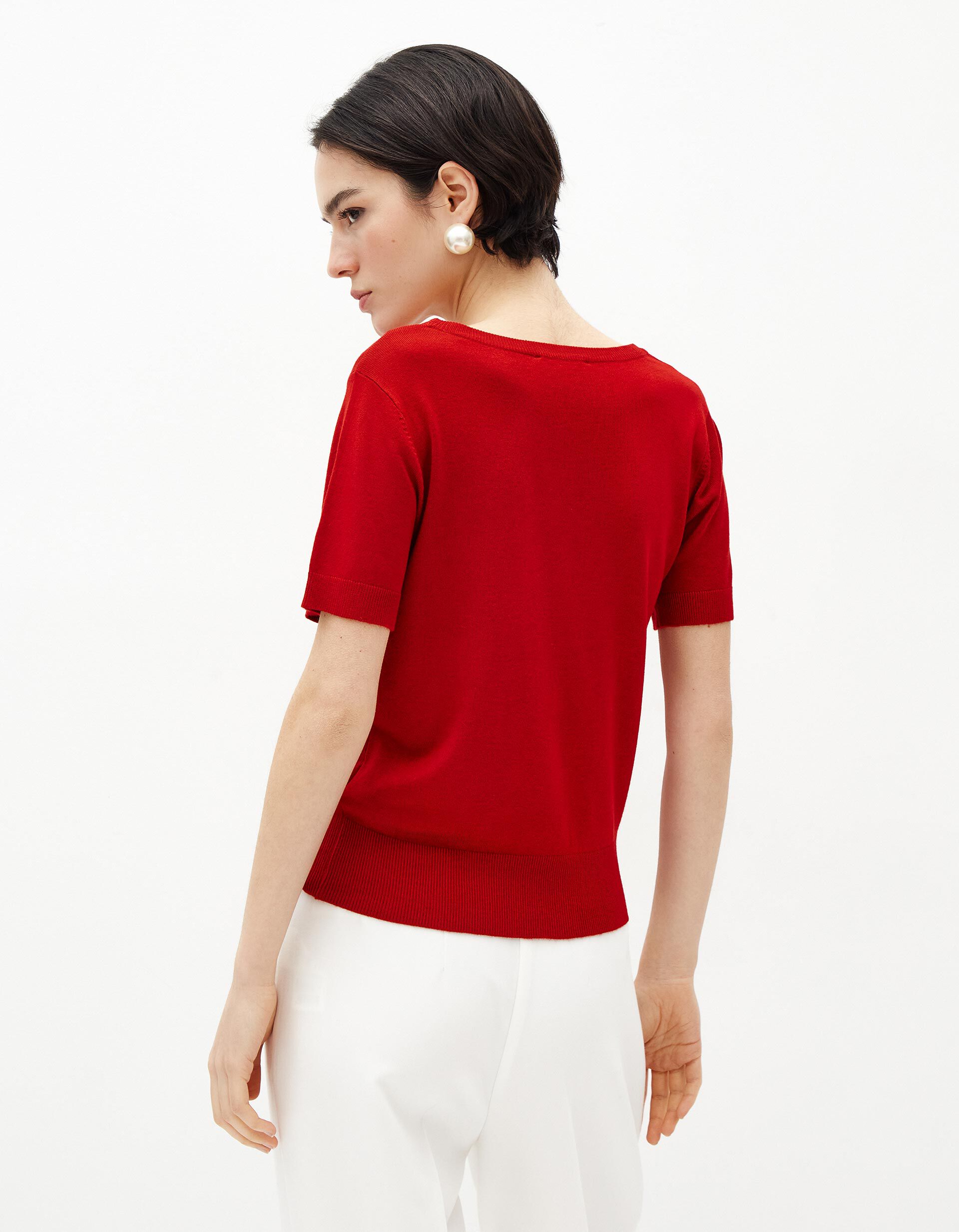Comprar Online Camisola Manga Curta Malha, Mulher, Vermelho Escuro 