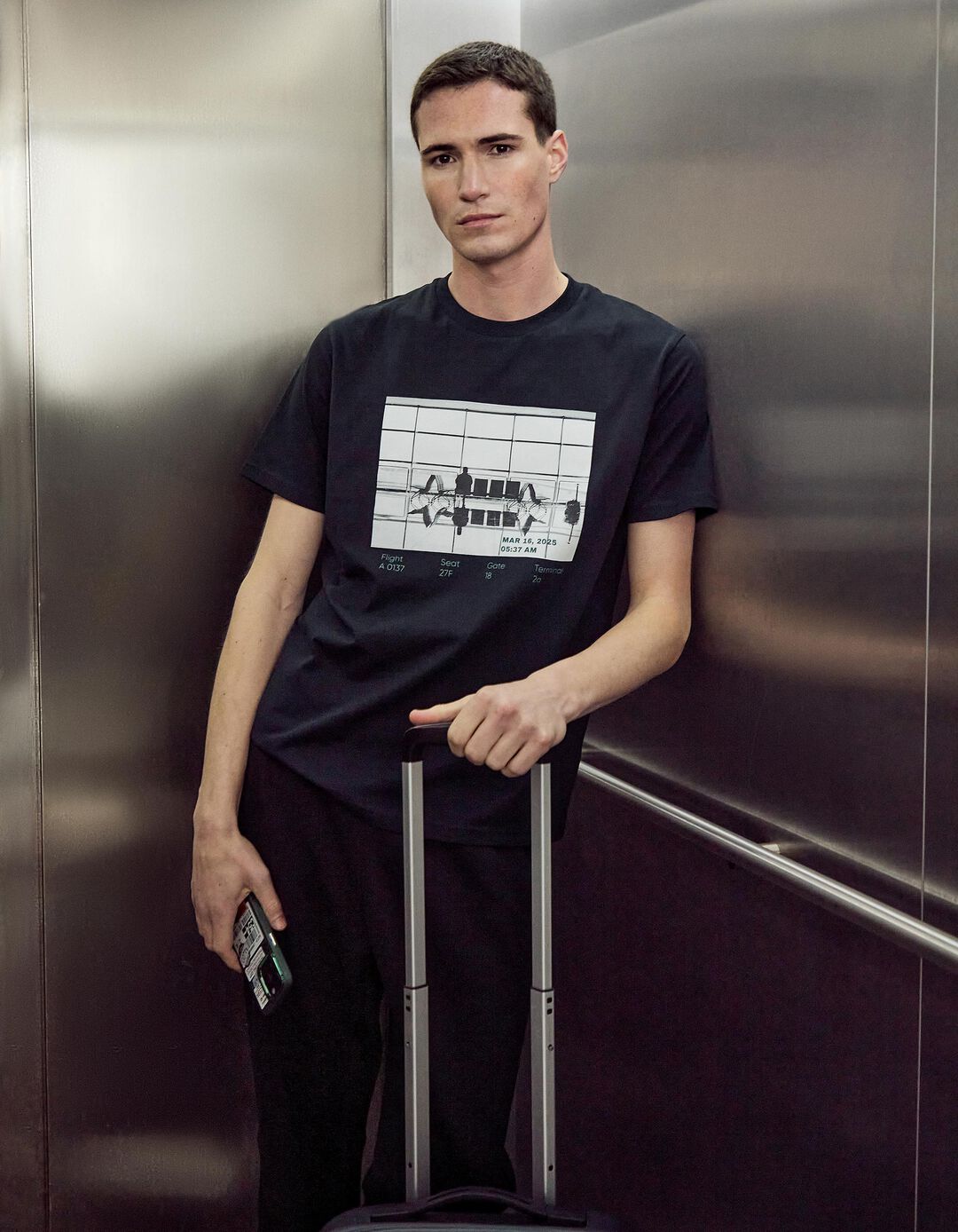 T-shirt Estampado, Homem, Preto