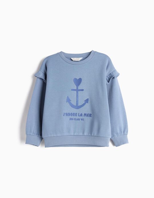 Comprar Online Sweatshirt com Folhos, Menina, Azul