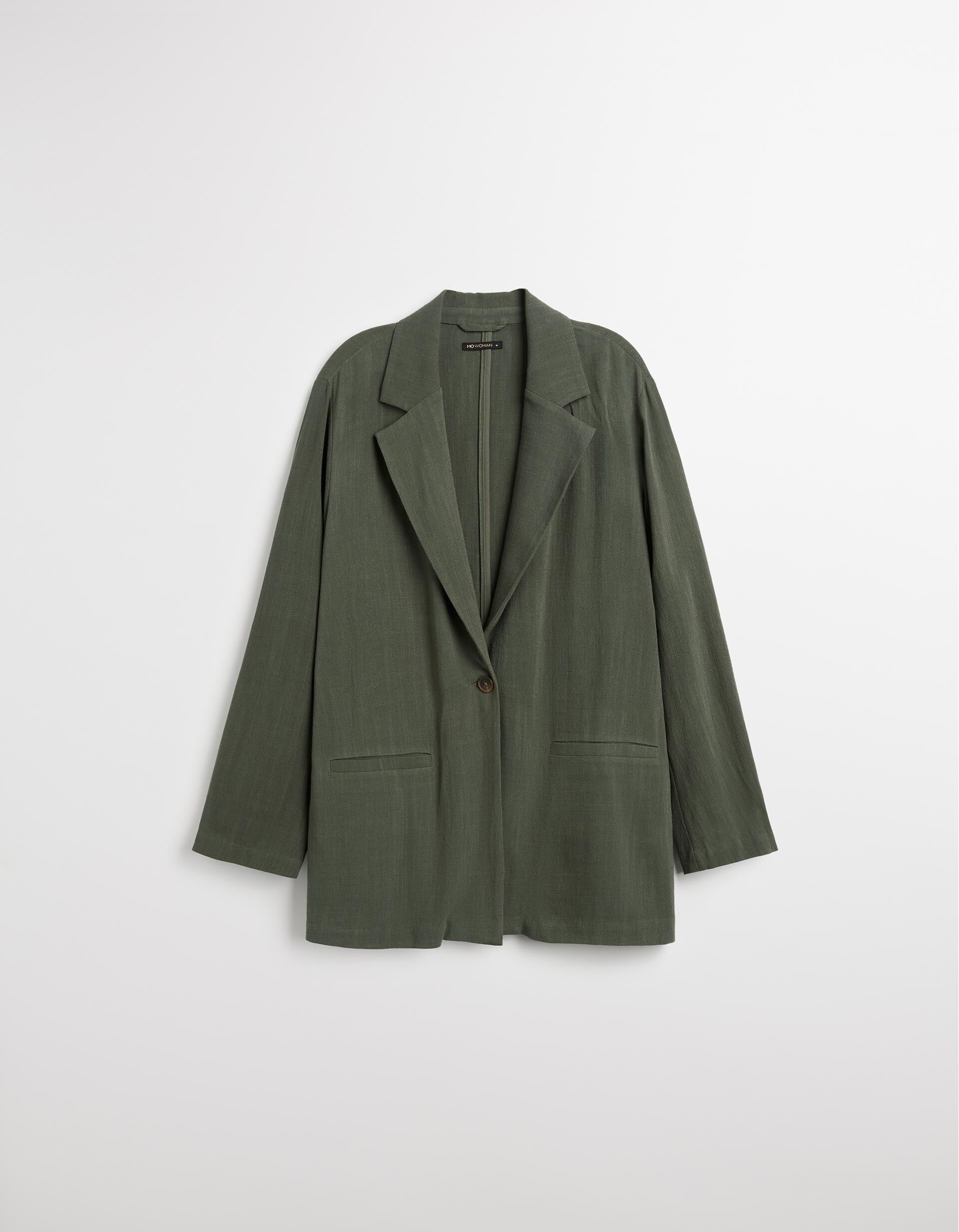 Blazer de Linho, Mulher, Verde Escuro
