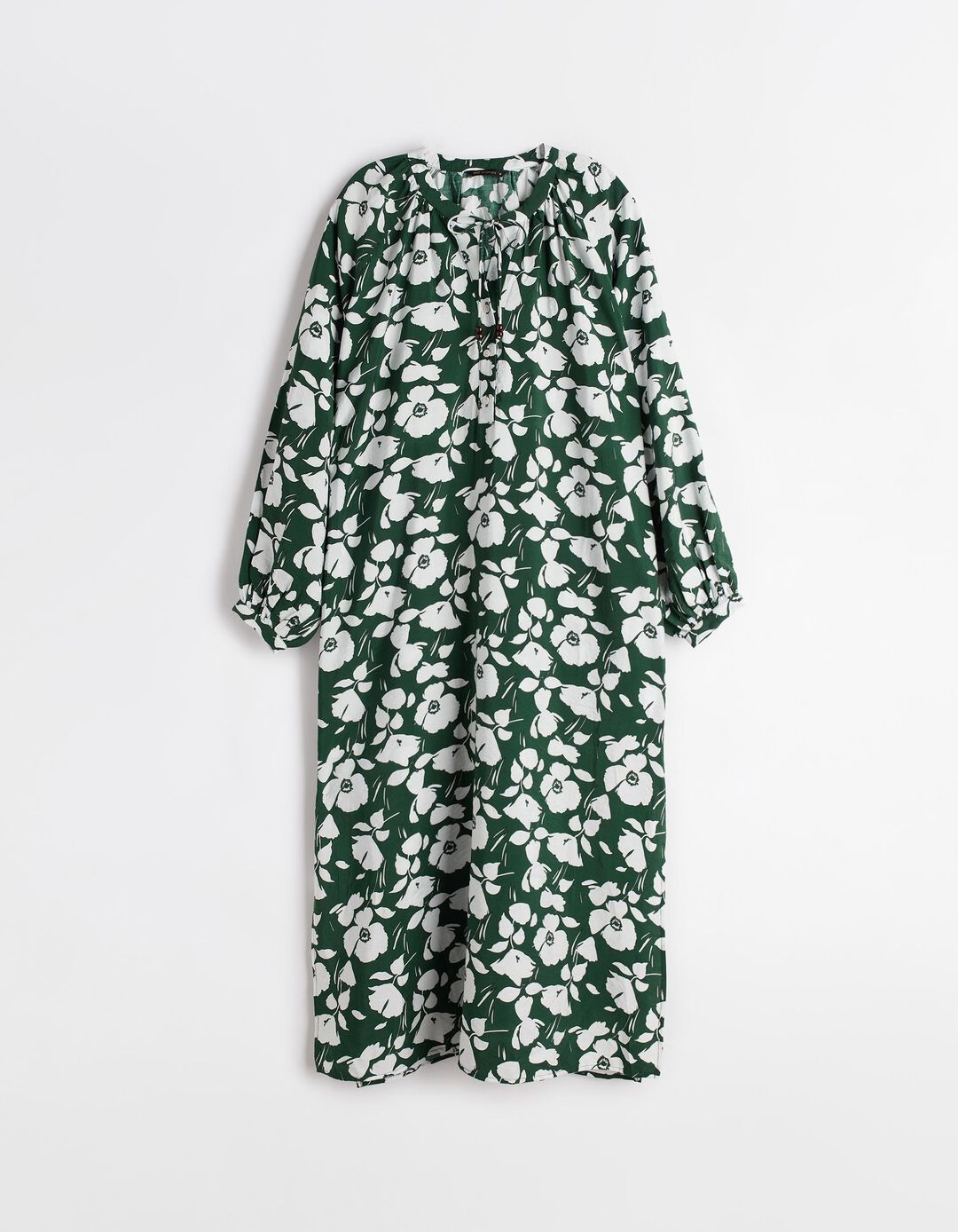 Vestido Comprido Estampado, Mulher, Verde Escuro