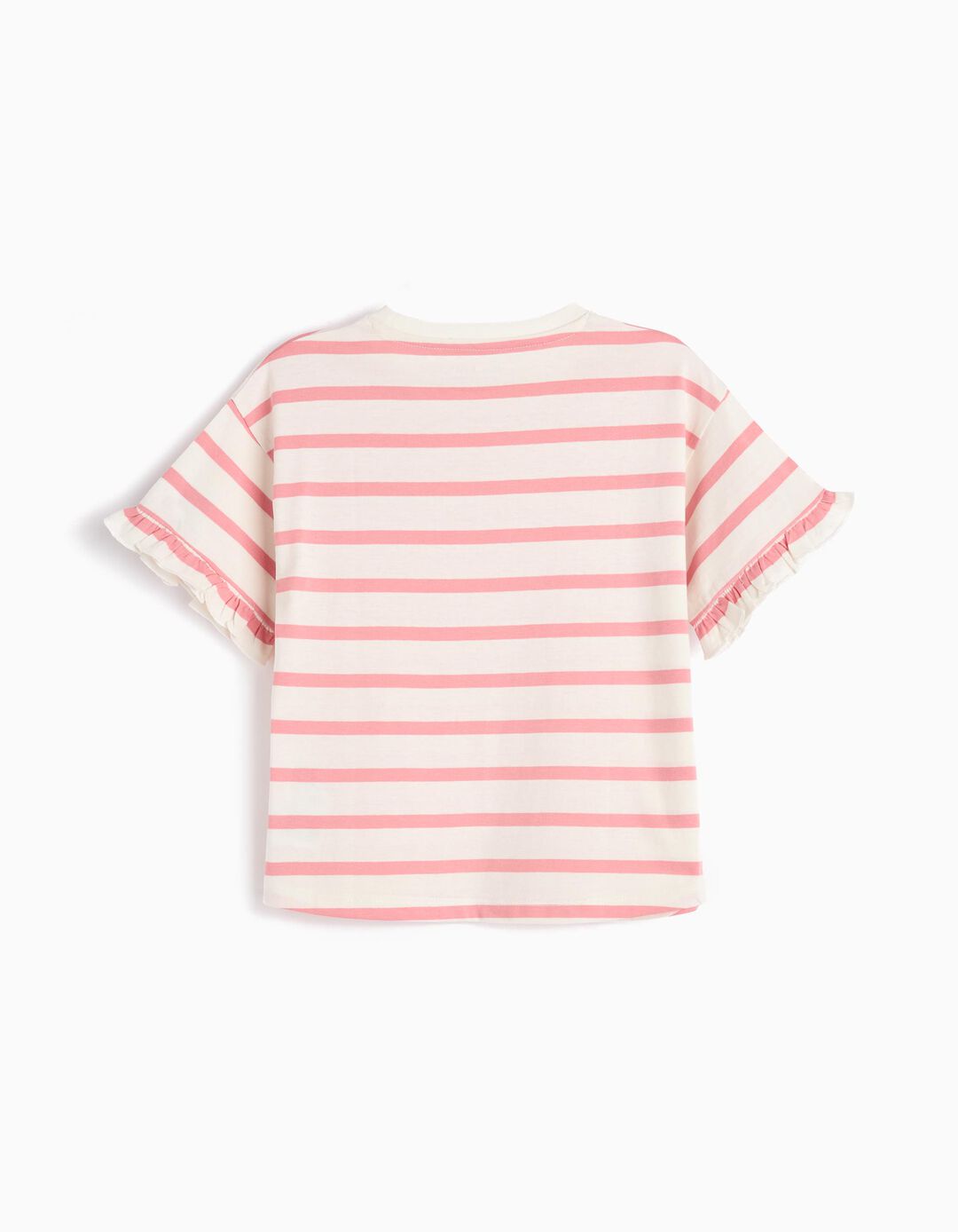 T-shirt Riscas, Menina, Rosa Claro