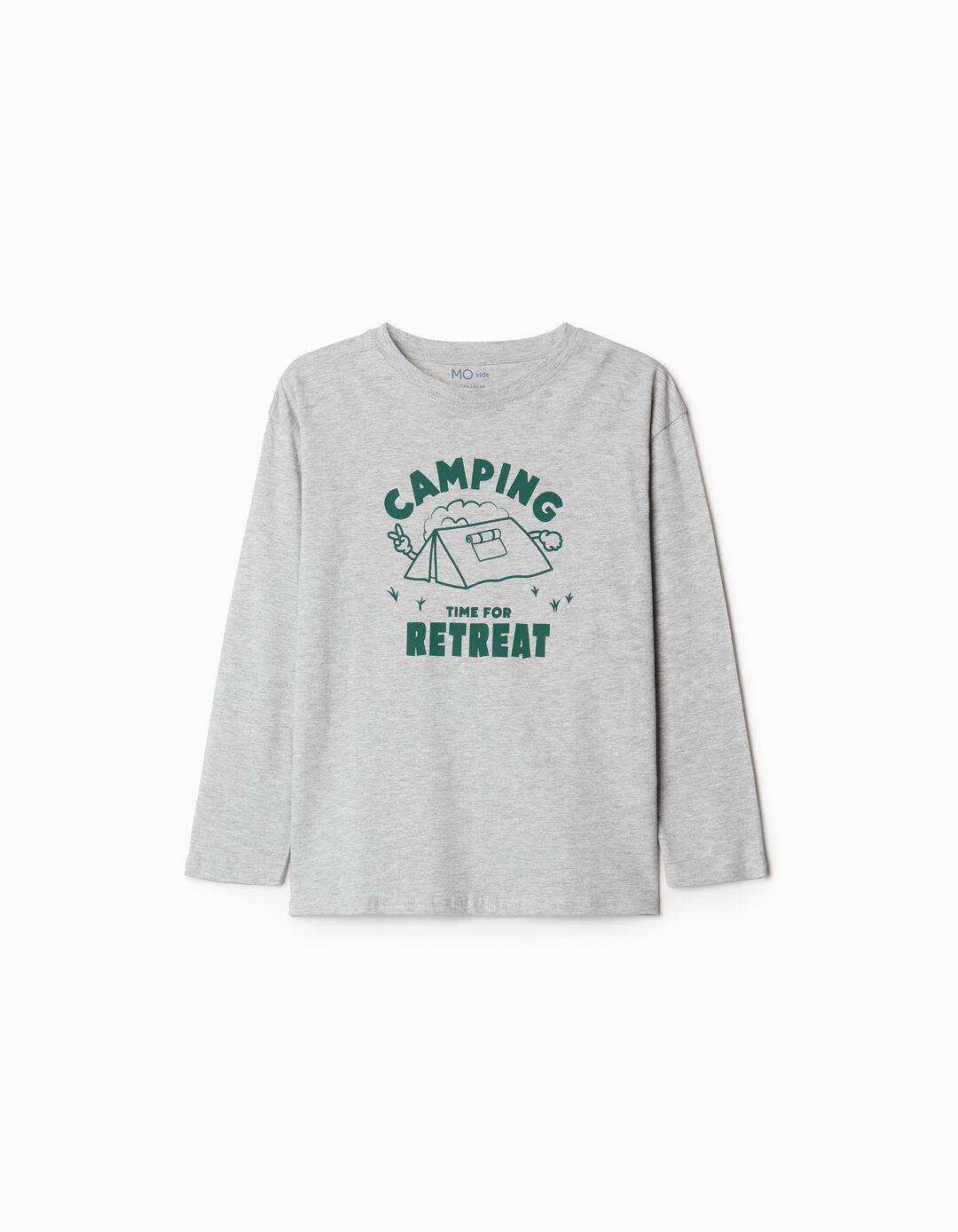 T-shirt de Manga Comprida, Menino, Cinzento Claro