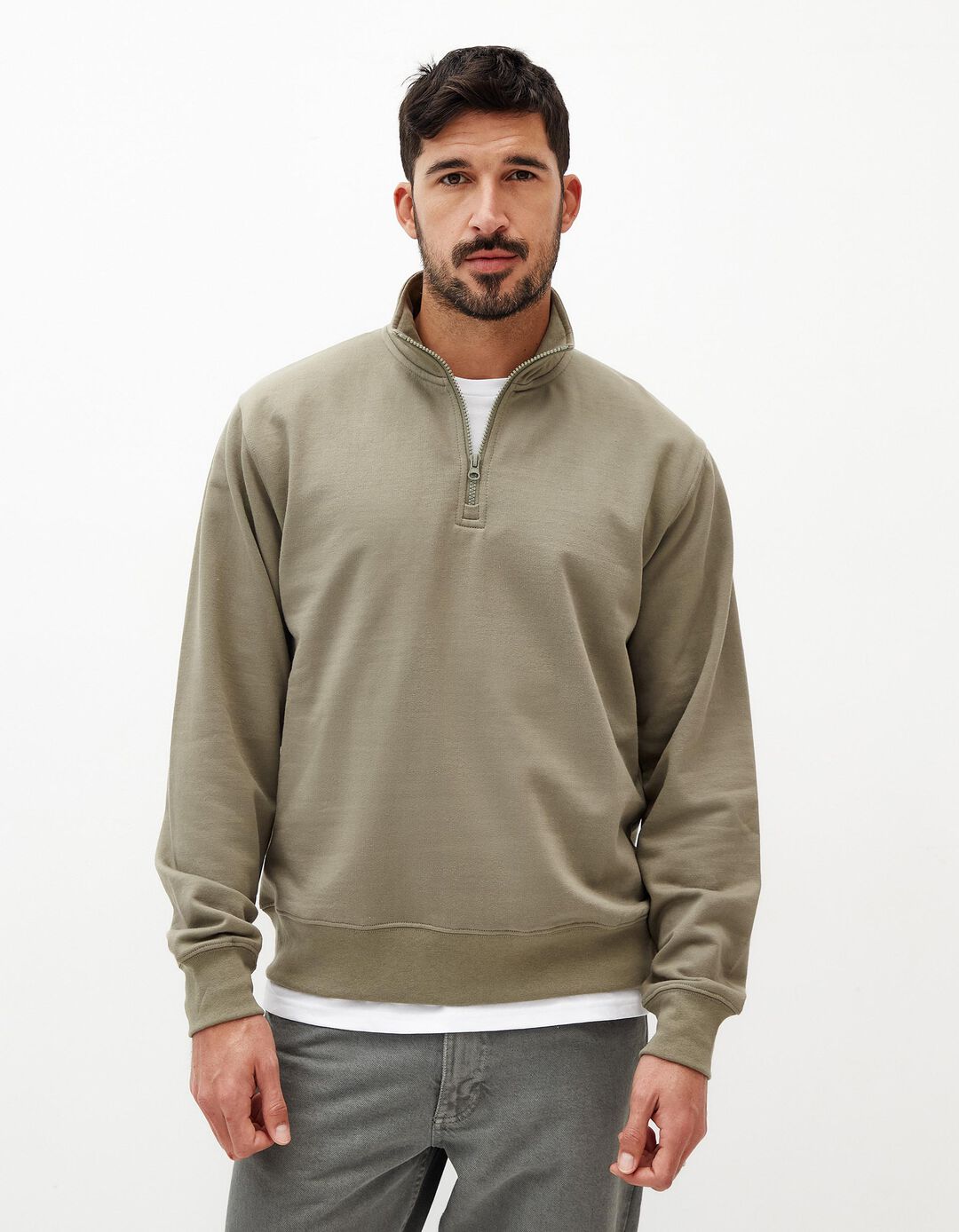Sweatshirt Fecho de Correr, Homem, Verde Escuro