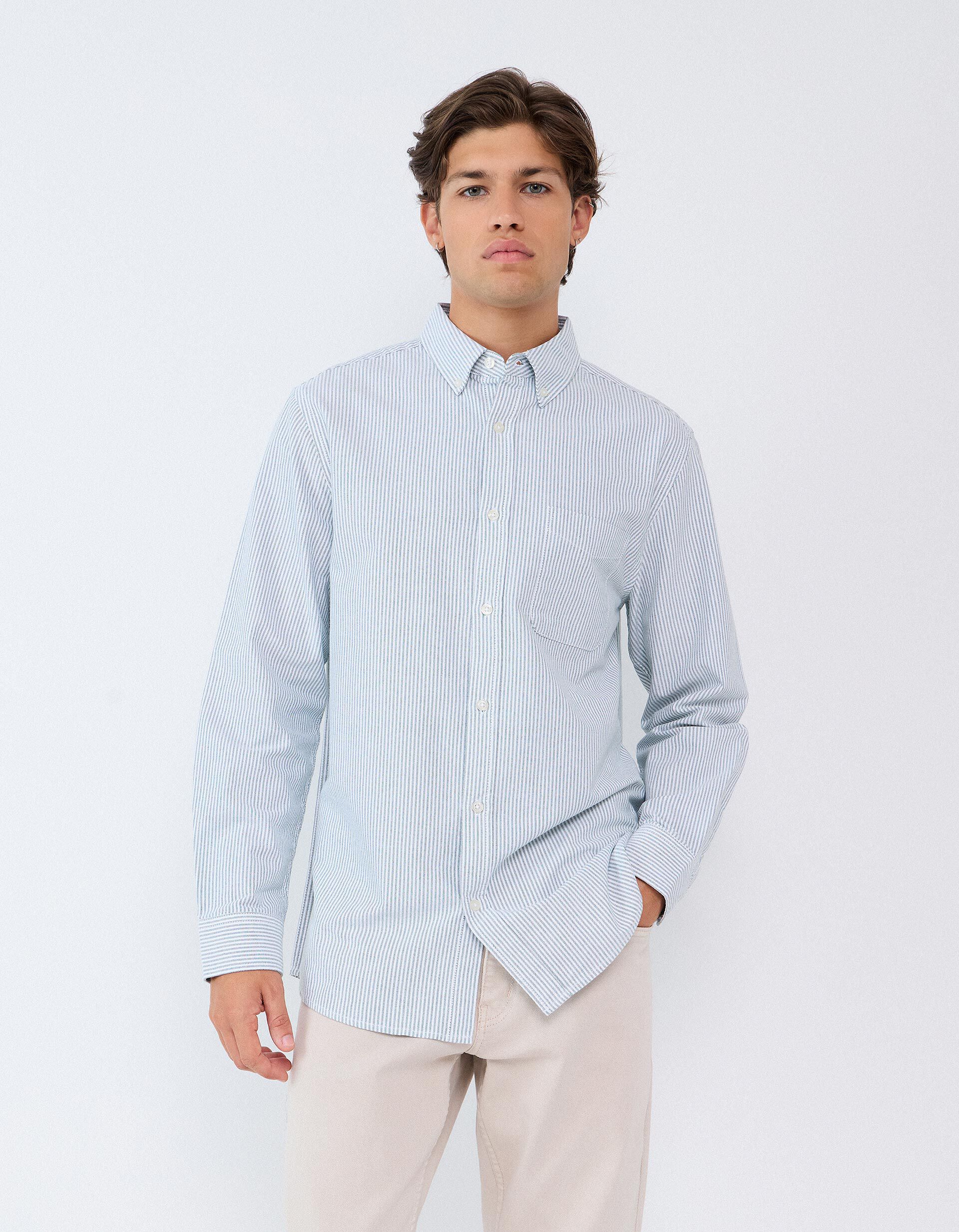Camisa Oxford, Homem, Azul-Pastel