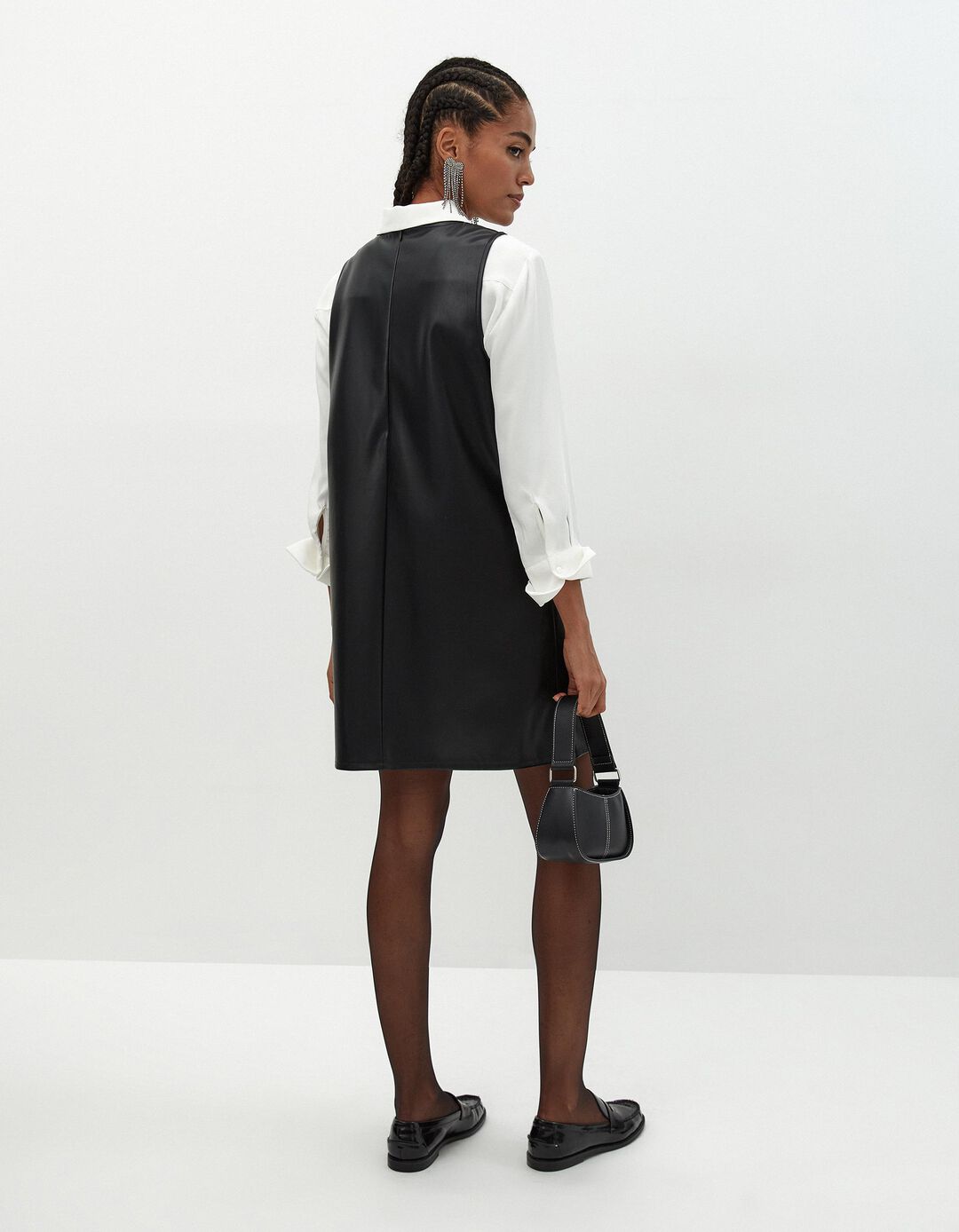 Vestido Pele Sintética, Mulher, Preto