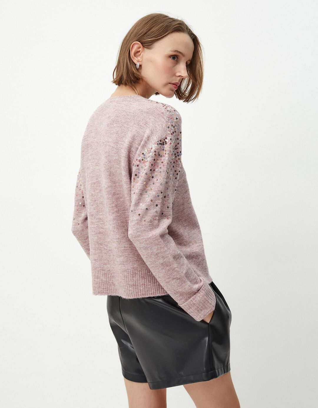 Camisola de Malha Lantejoulas, Mulher, Rosa