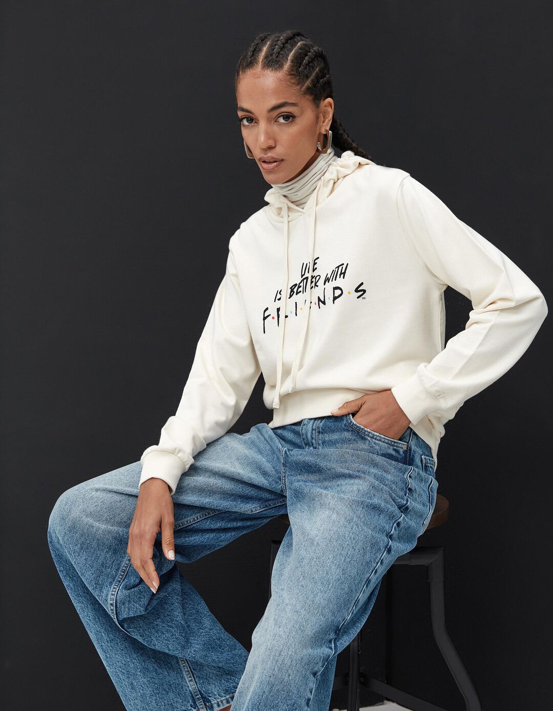 Sweatshirt Capuz 'Friends', Mulher, Branco