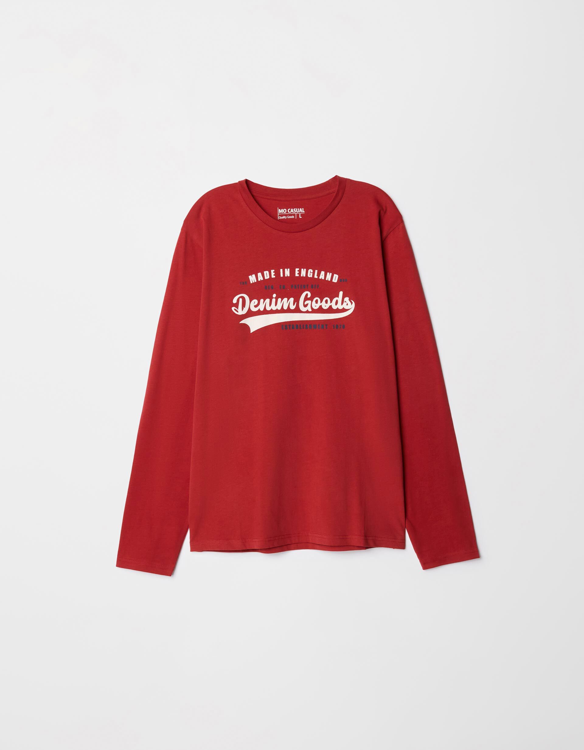 Comprar Online T-shirt de Manga Comprida Estampado, Homem, Vermelho