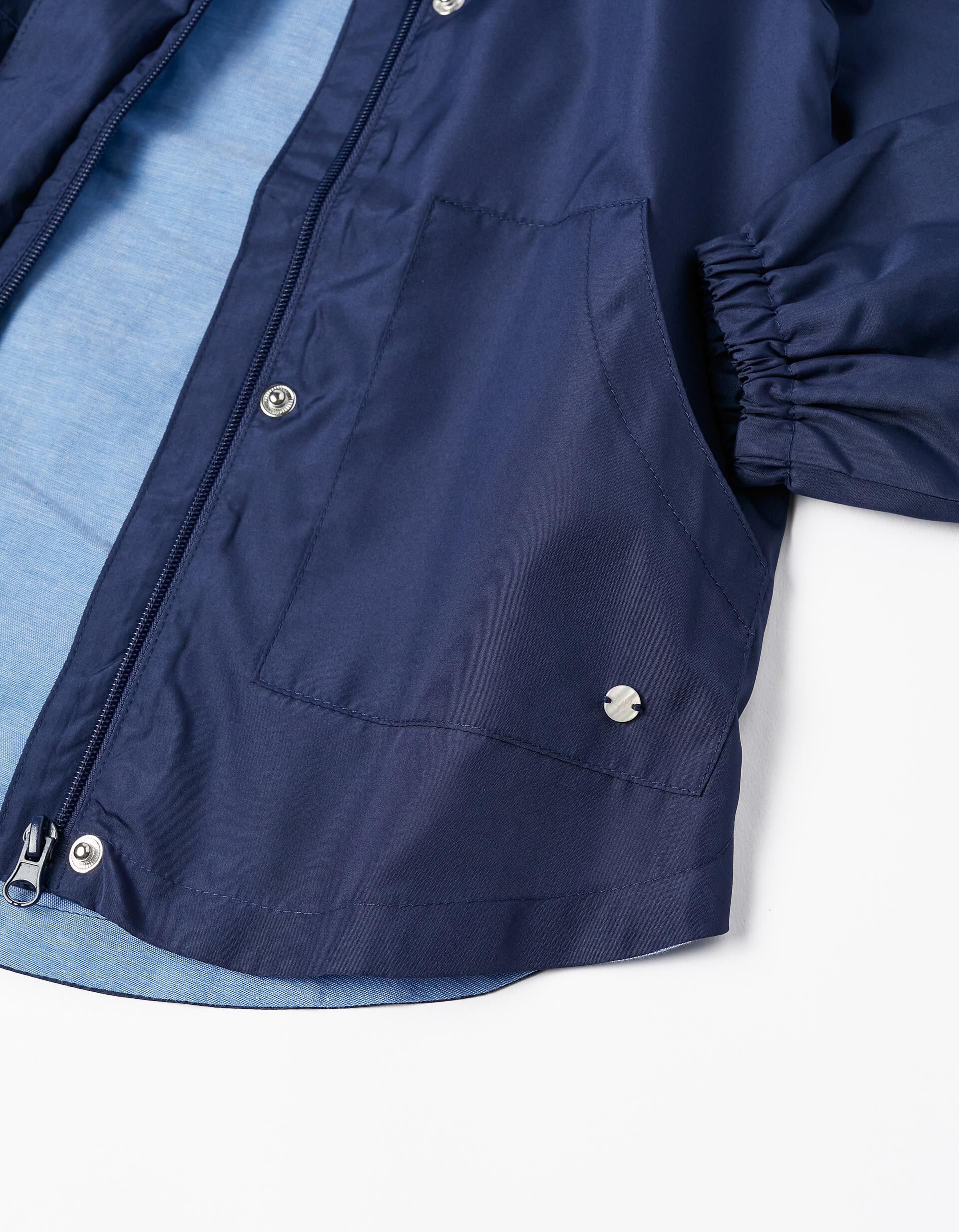 Comprar Online Casaco Corta-Vento com Capuz para Menina, Azul Escuro