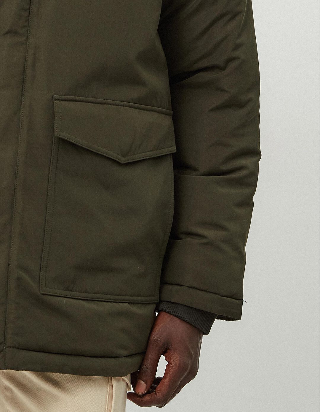 Parka Acolchoada Capuz, Homem, Verde Escuro 