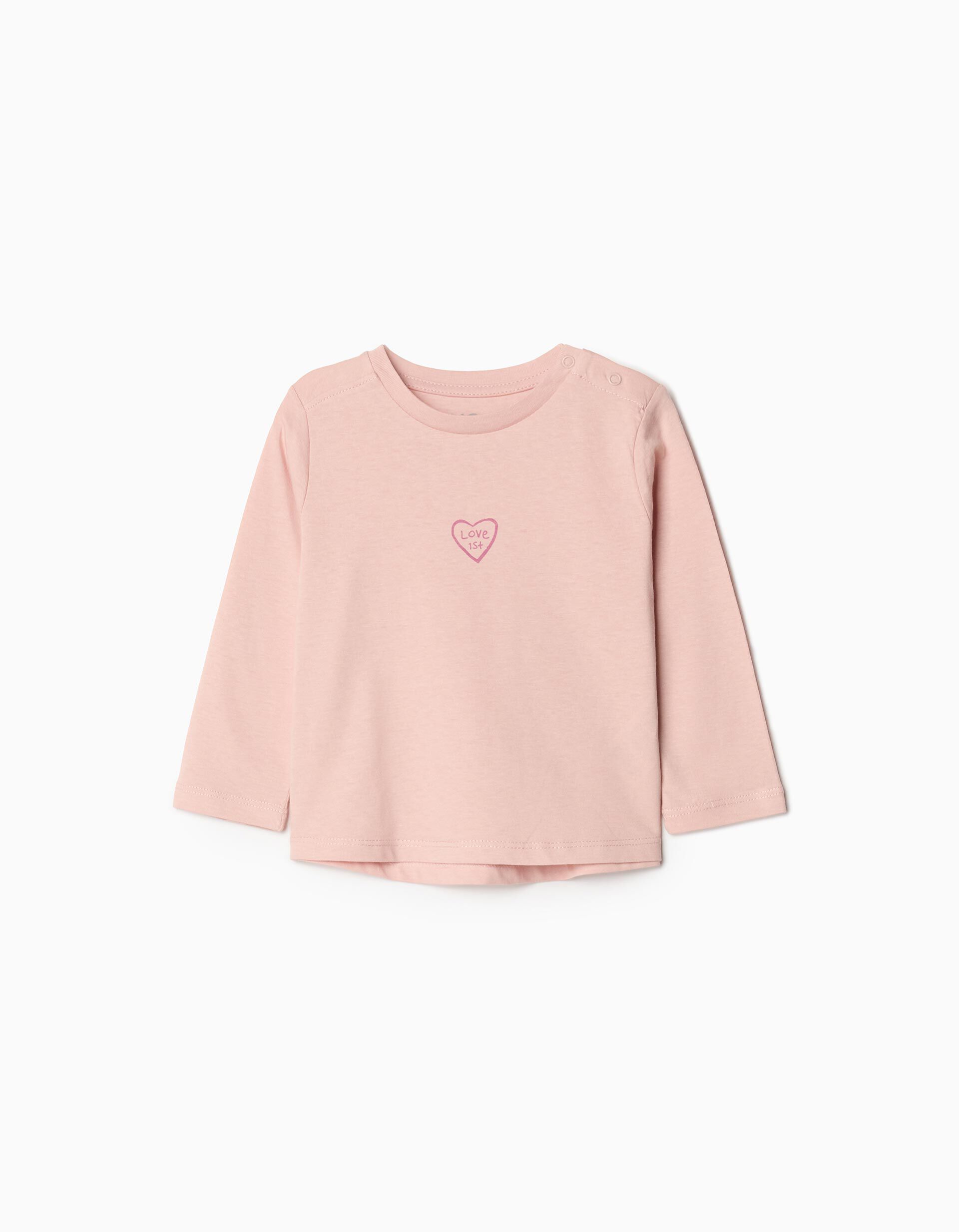 T-shirt de Manga Comprida, Menina, Rosa