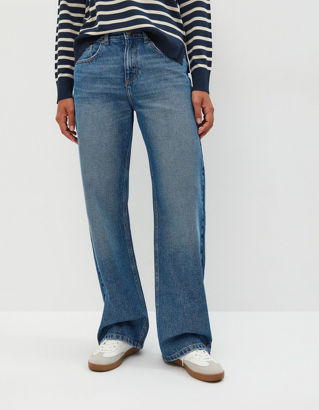 Calças de Ganga 'Straight fit', Mulher, Azul