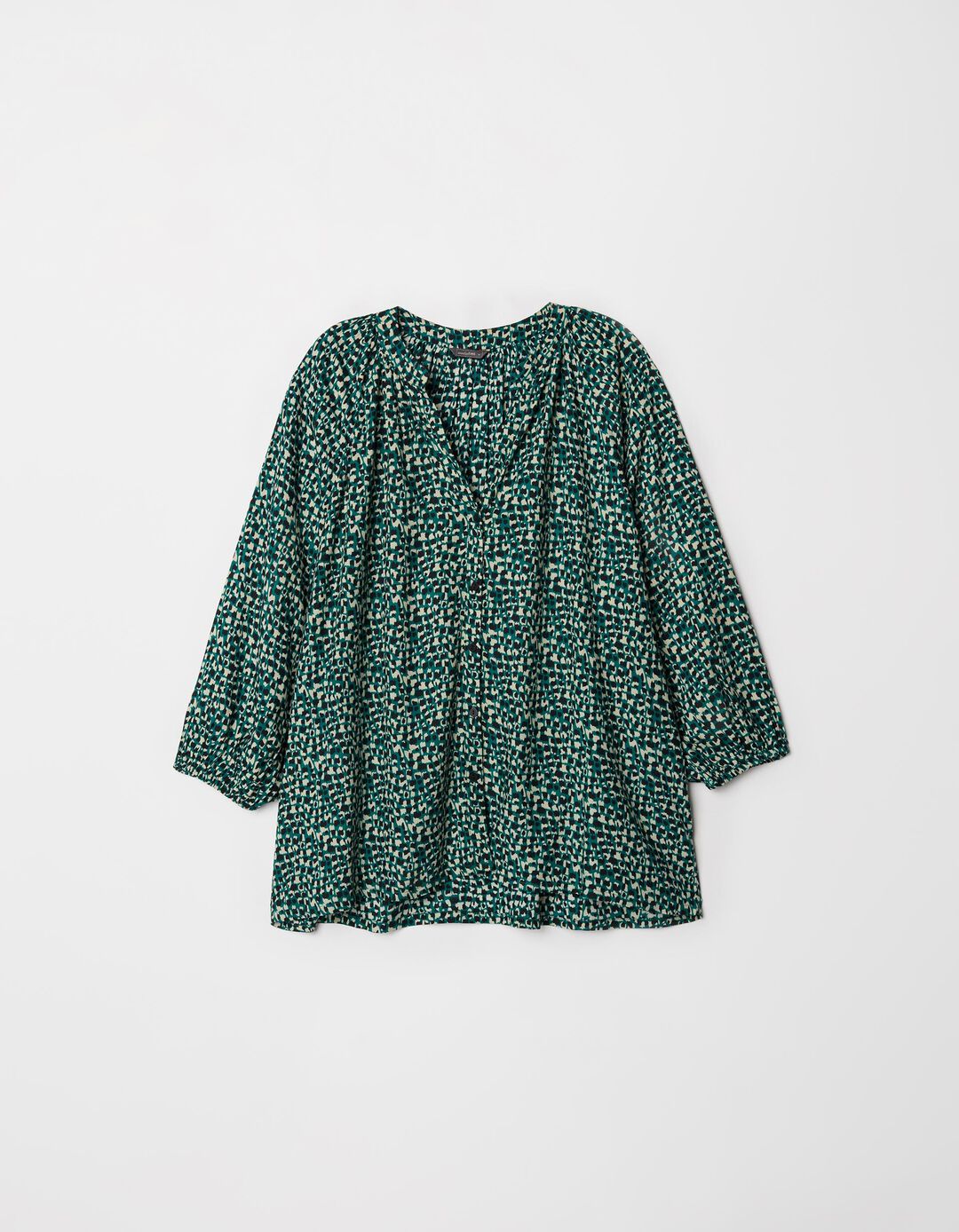 Blusa Estampada Decote em V, Mulher, Verde