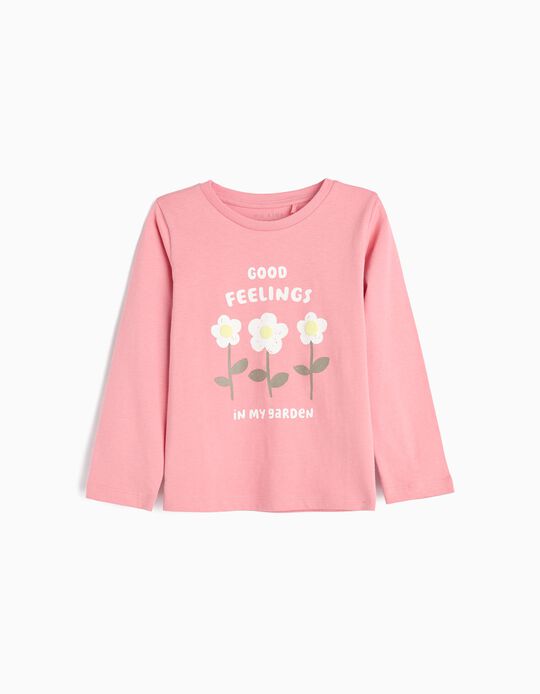 Comprar Online T-shirt Manga Estampado, Menina, Rosa Claro