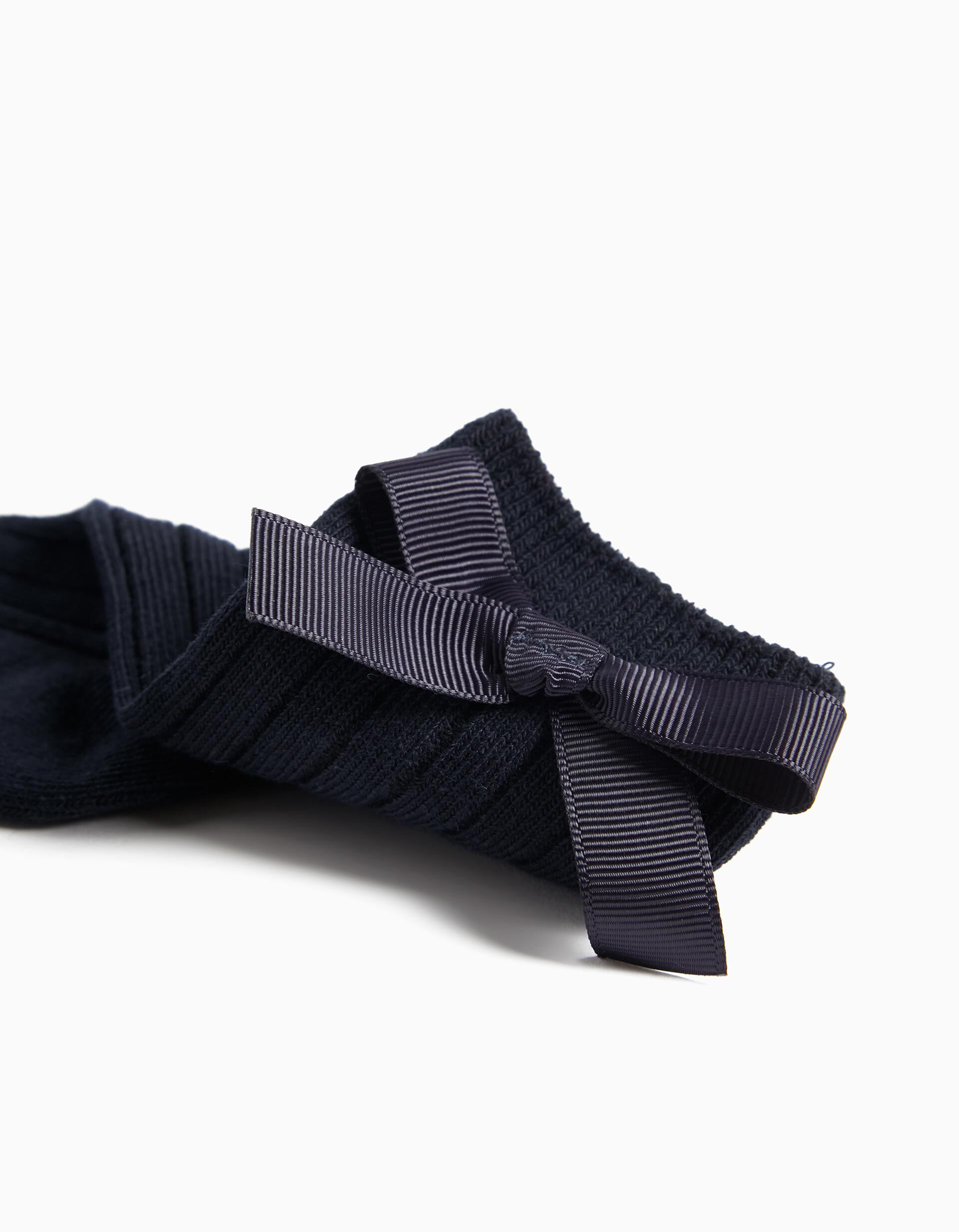 Comprar Online Pack 2 Pares de Meias Altas Caneladas La&ccedil;o, Menina, Azul Escuro