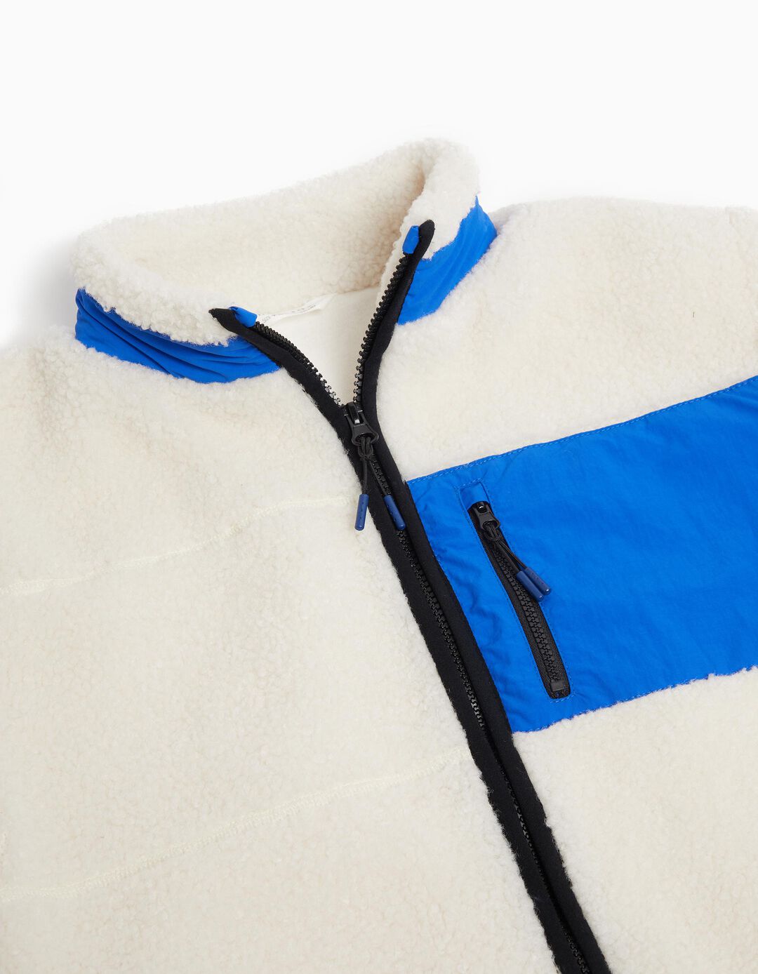 Casaco Sherpa Fecho de Correr, Menino, Branco