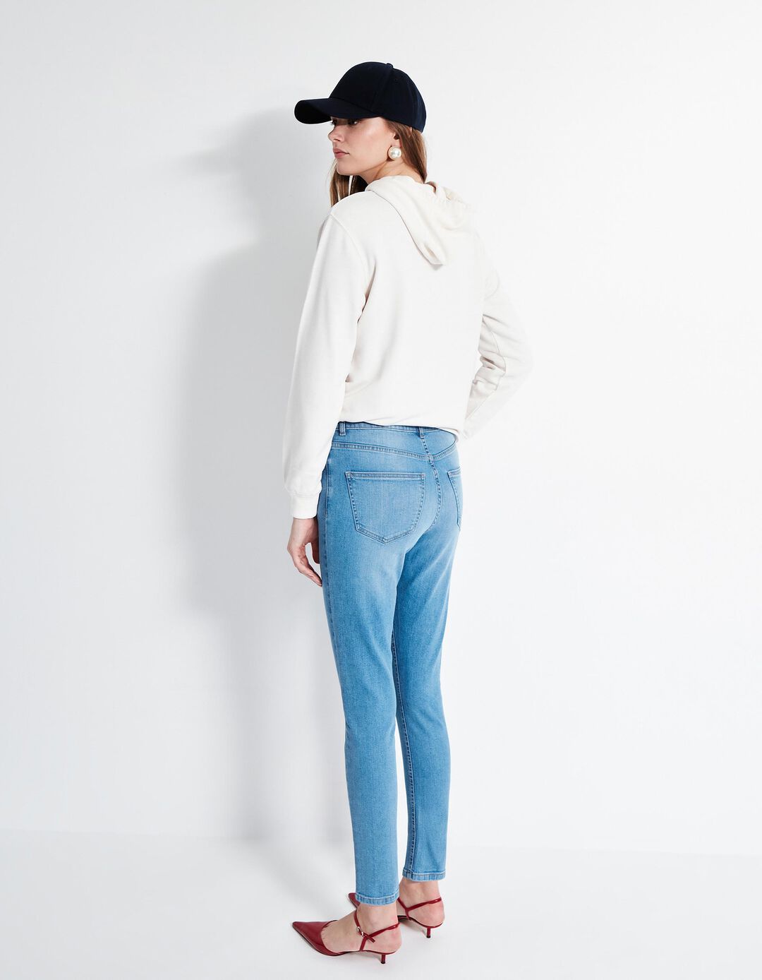 Calças de Ganga Skinny, Mulher, Azul Claro