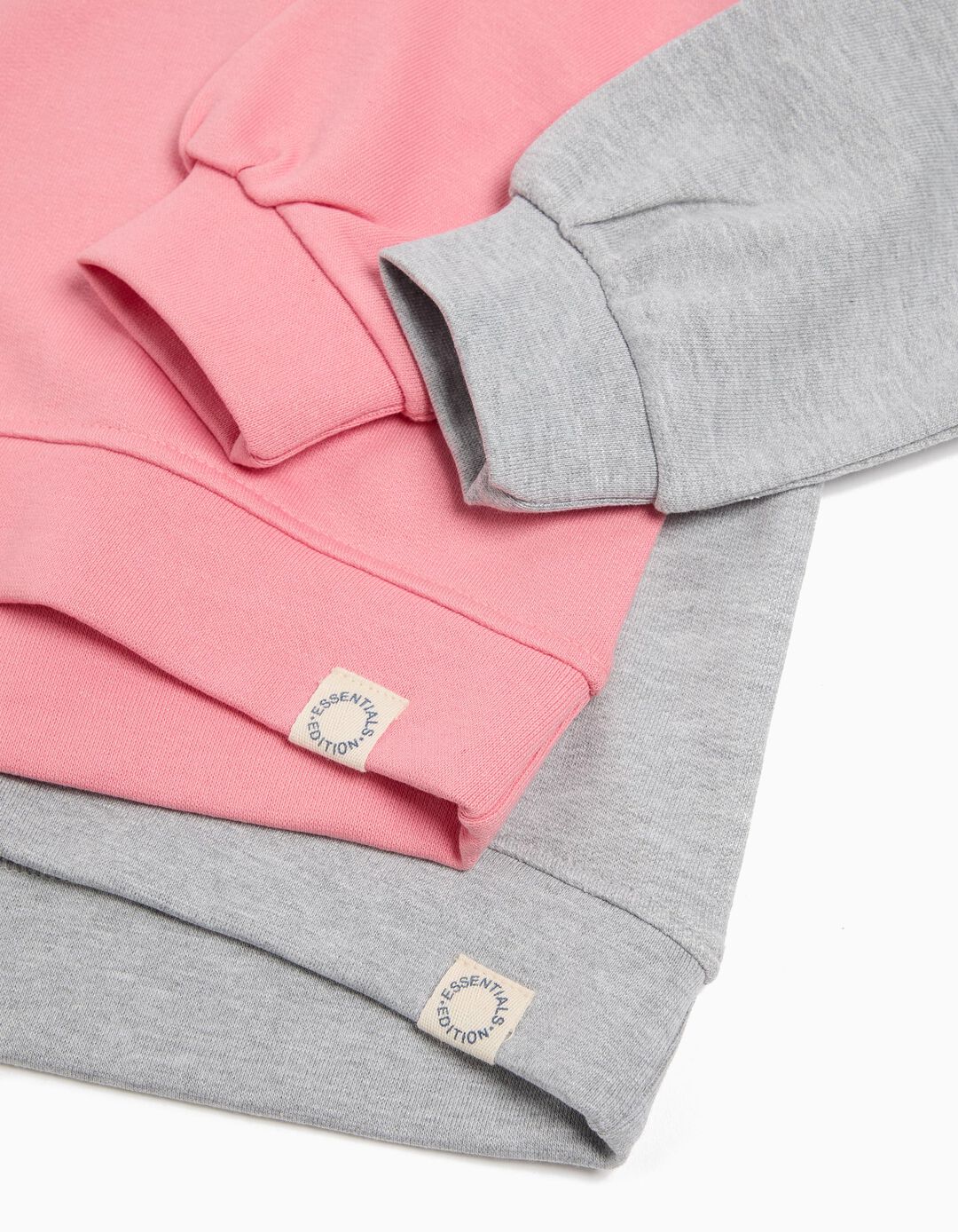Pack 2 Sweatshirts de Felpa, Menina, Rosa Claro/Cinzento Claro