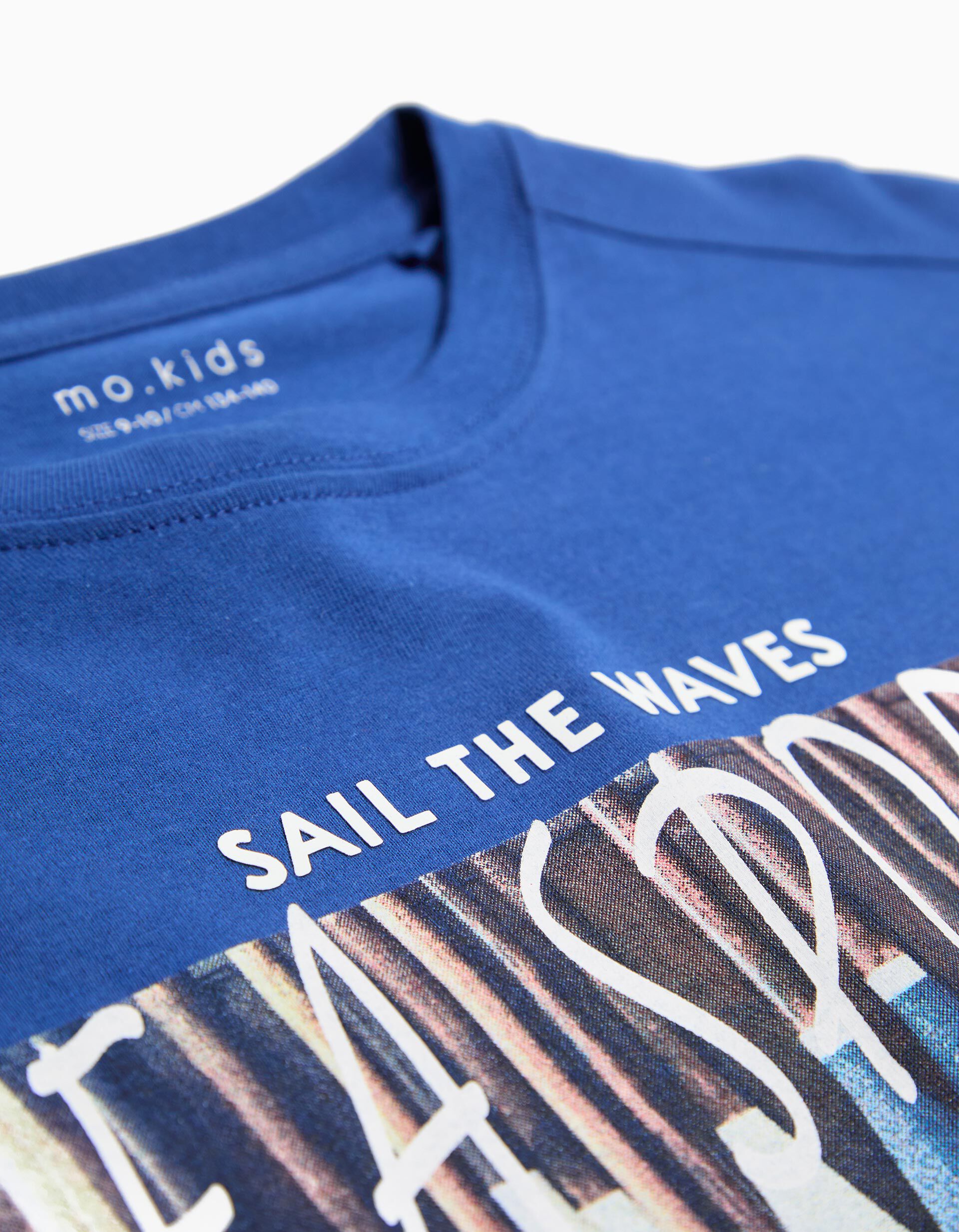 Comprar Online T-shirt de Manga Comprida Estampado, Menino, Azul Escuro