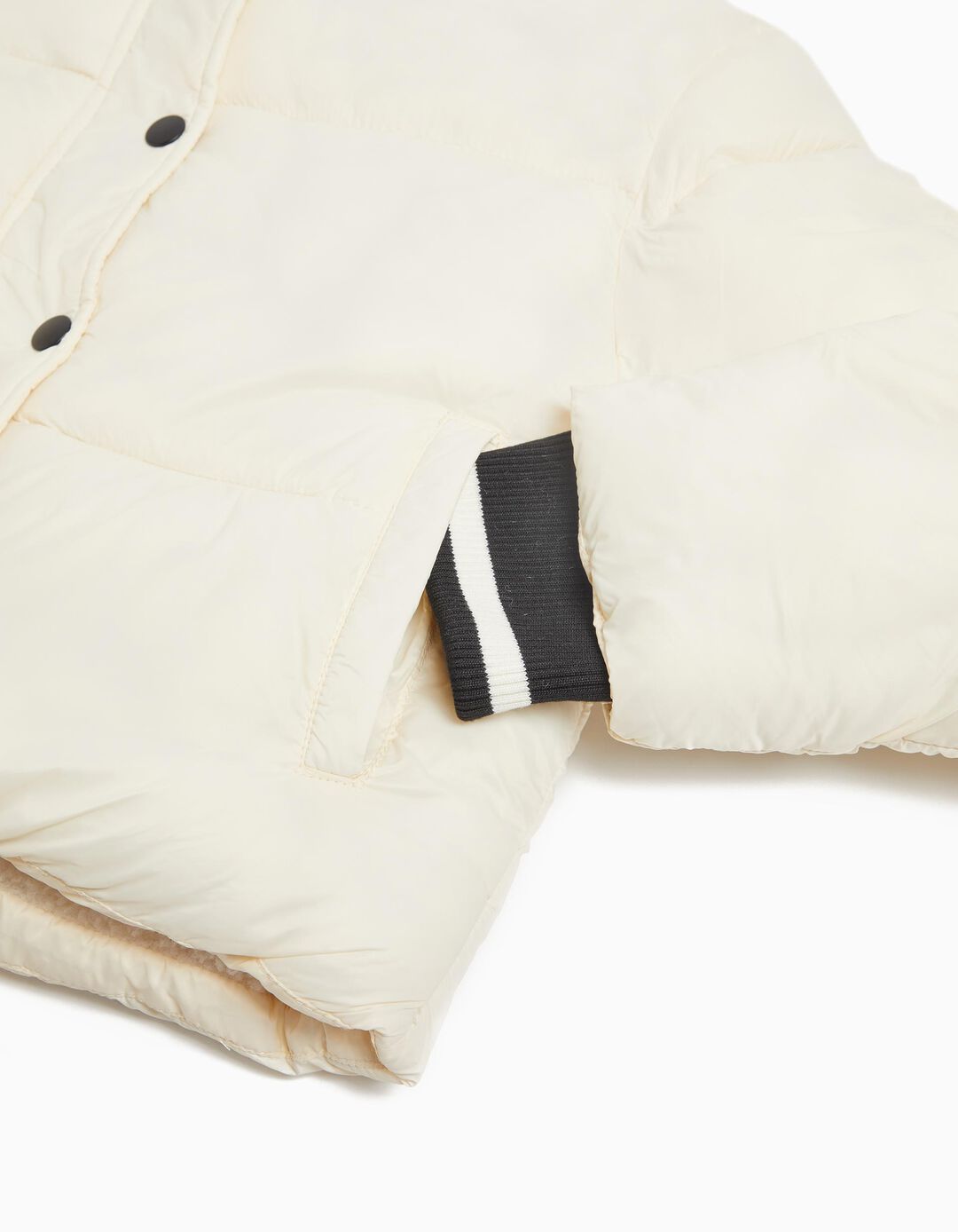 Casaco Acolchoado Capuz, Menina, Branco