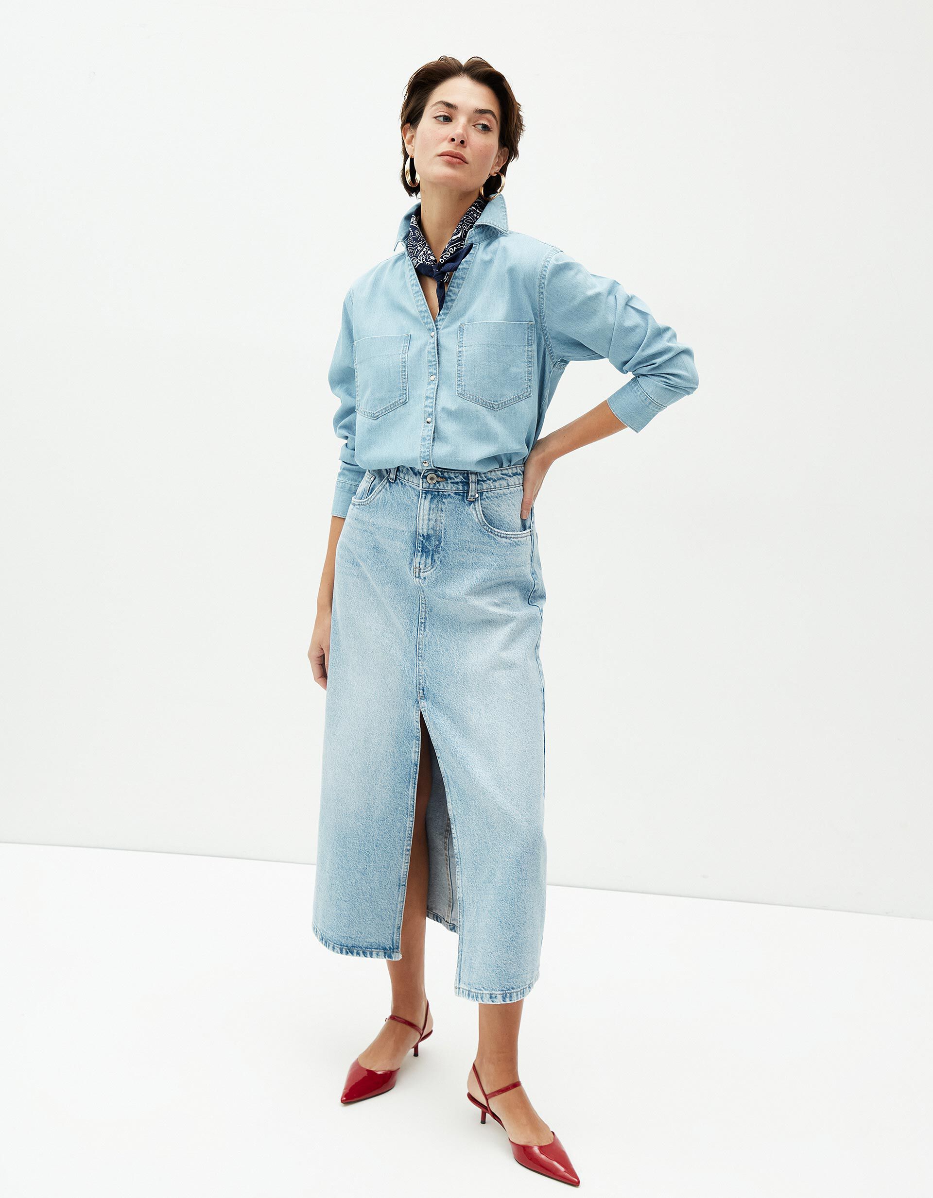 Comprar Online Sobrecamisa de Ganga, Mulher, Azul Claro