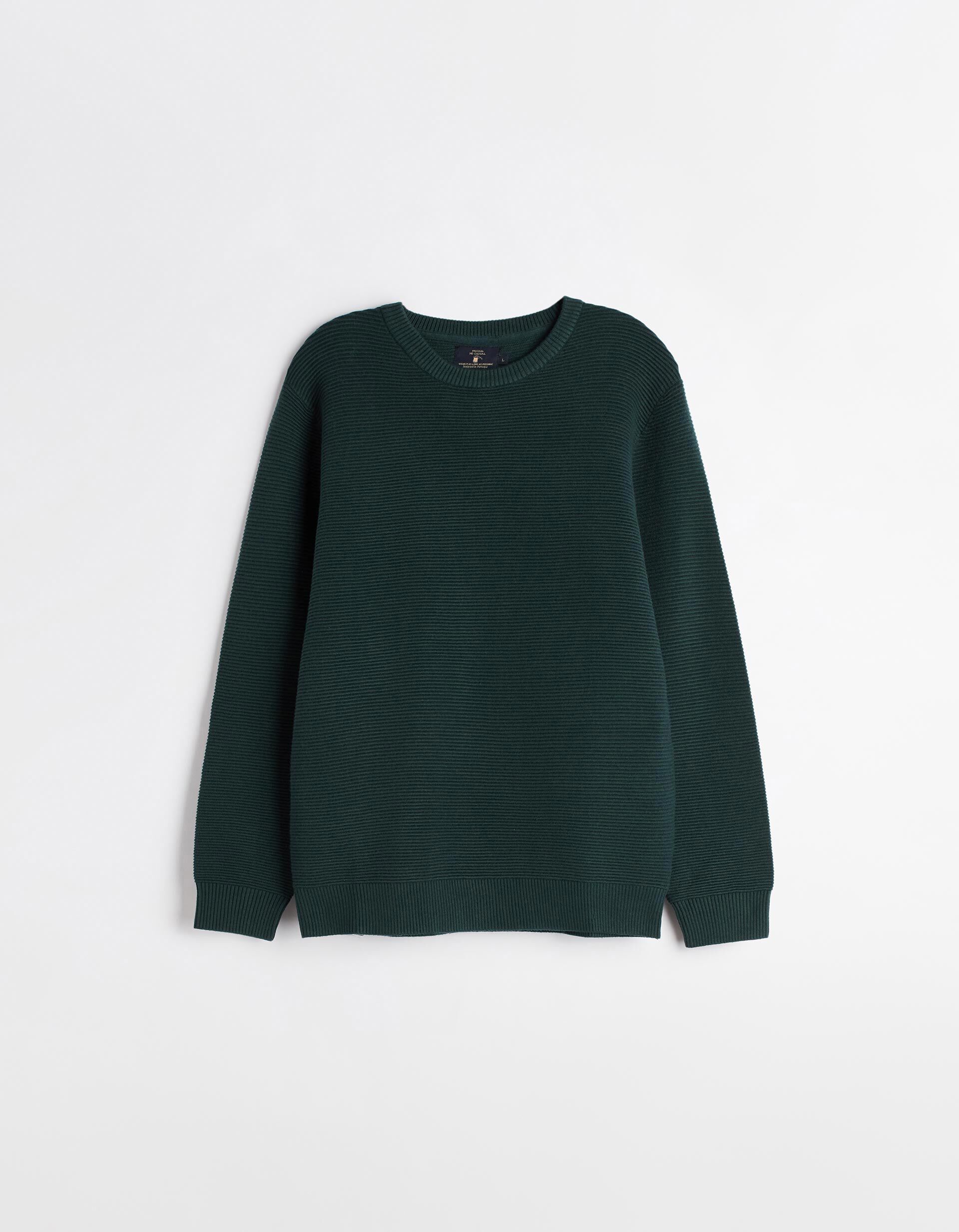 Comprar Online Camisola Malha Otomana Decote Redondo, Homem, Verde Escuro
