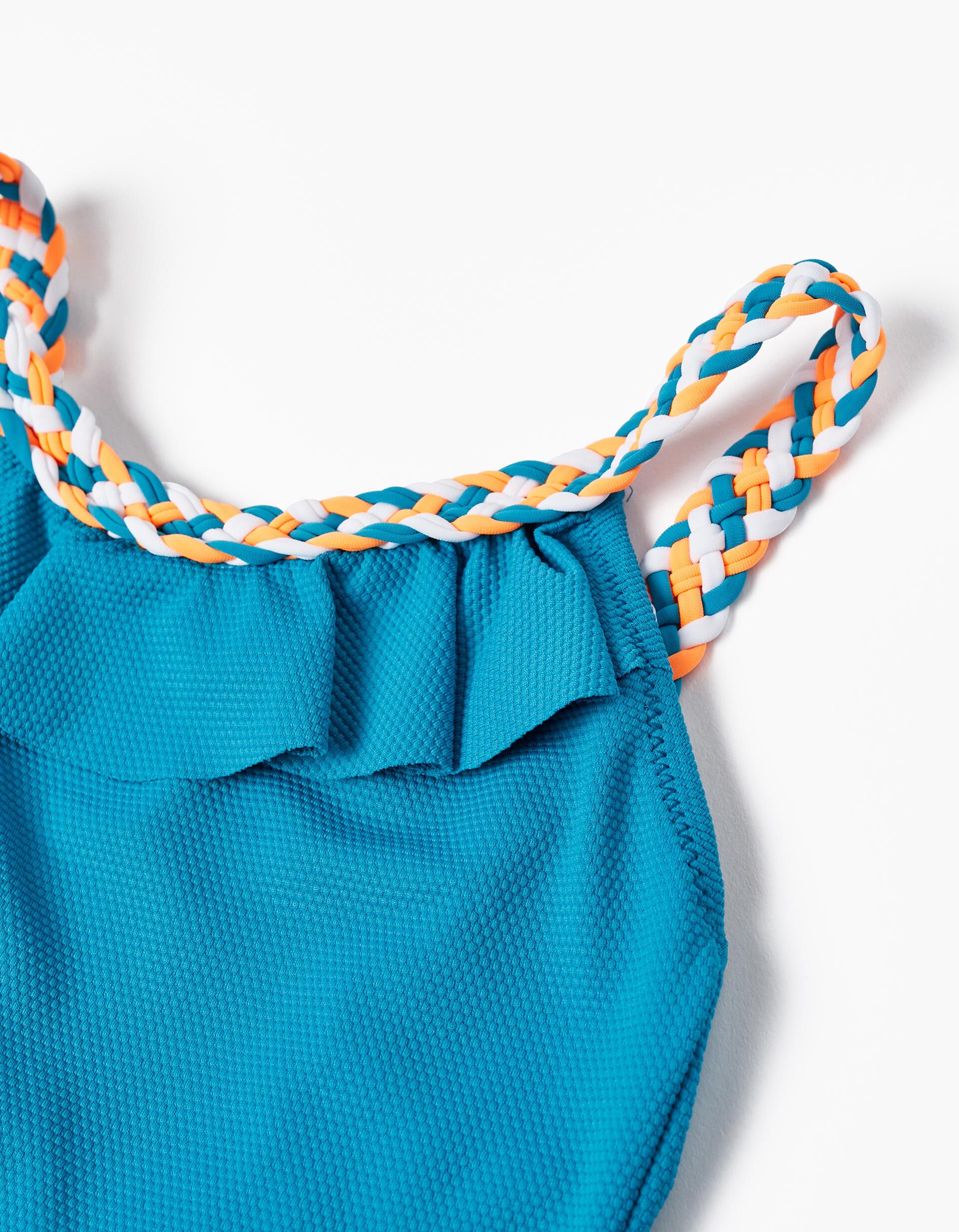 Comprar Online Fato de Banho com Al&ccedil;a Entran&ccedil;ada para Menina, Azul