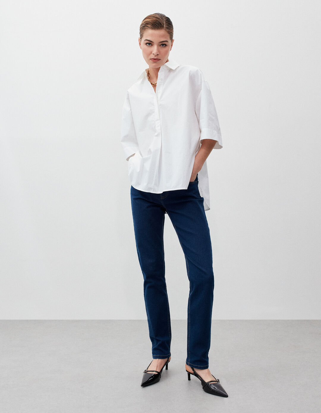 Jeans Slim Fit, Mulher, Azul