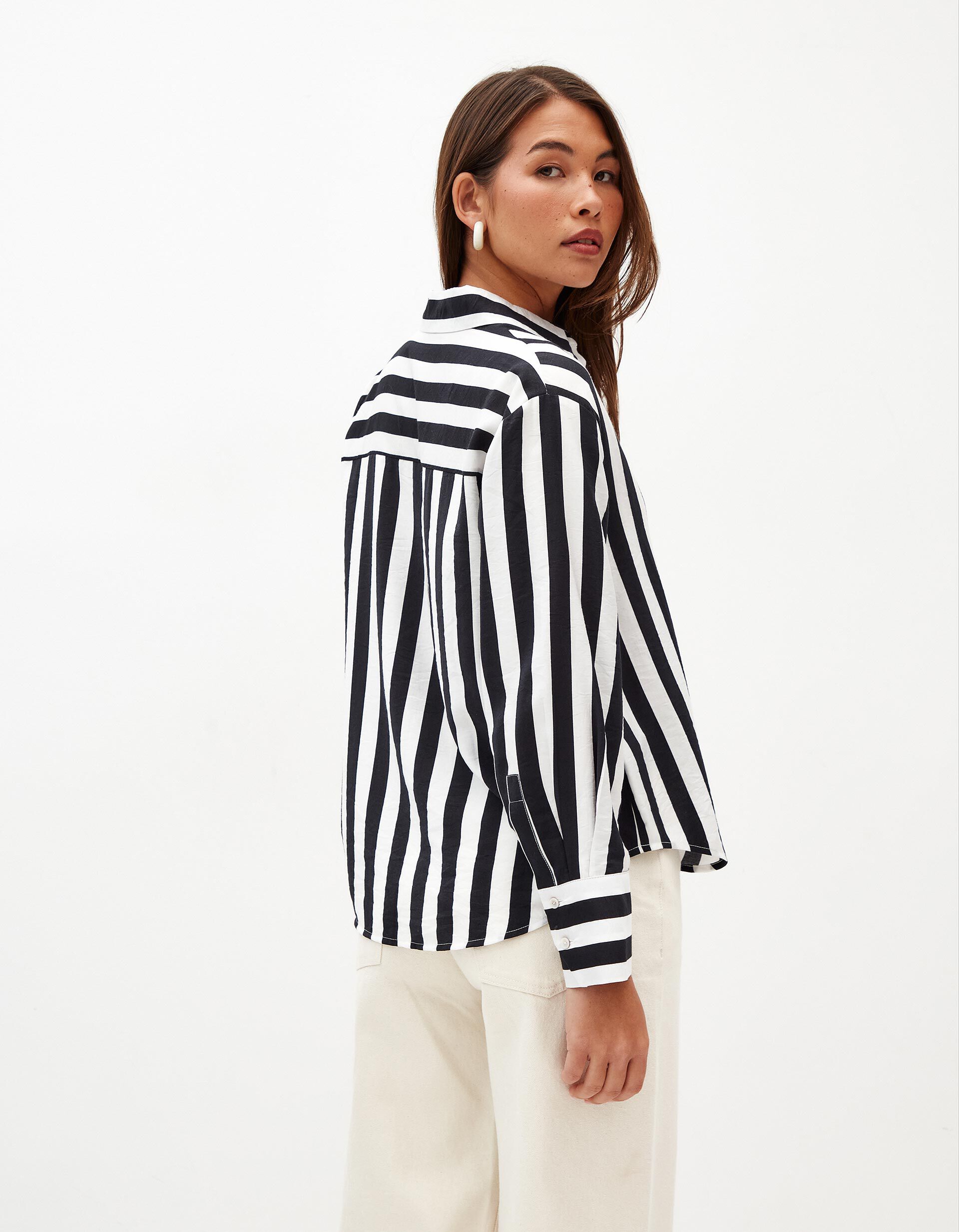 Comprar Online Camisa de Manga Comprida Riscas, Mulher, Preto