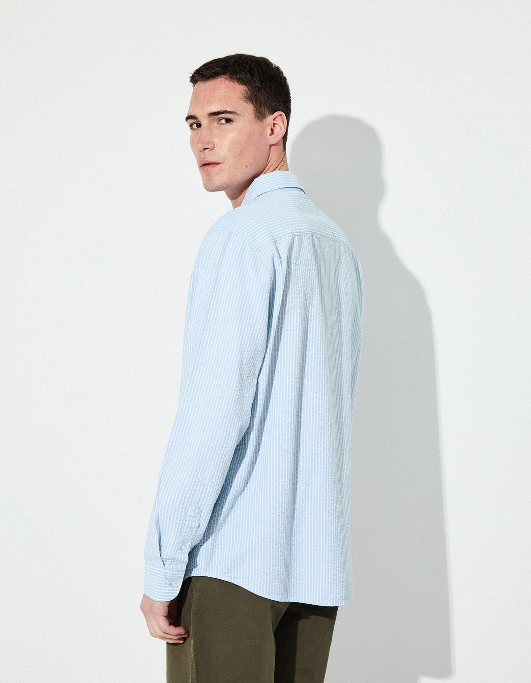 Camisa Riscas, Homem, Azul Claro