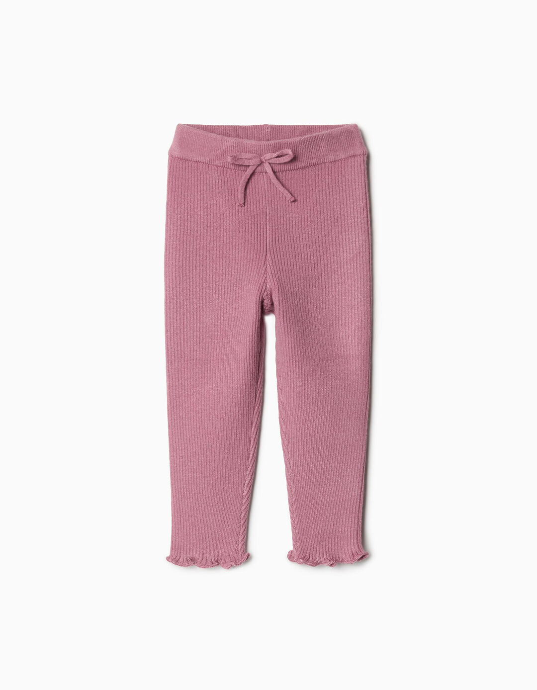 Leggings Malha Canelada, Menina, Rosa Escuro
