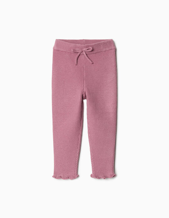 Comprar Online Leggings Malha Canelada, Menina, Rosa Escuro